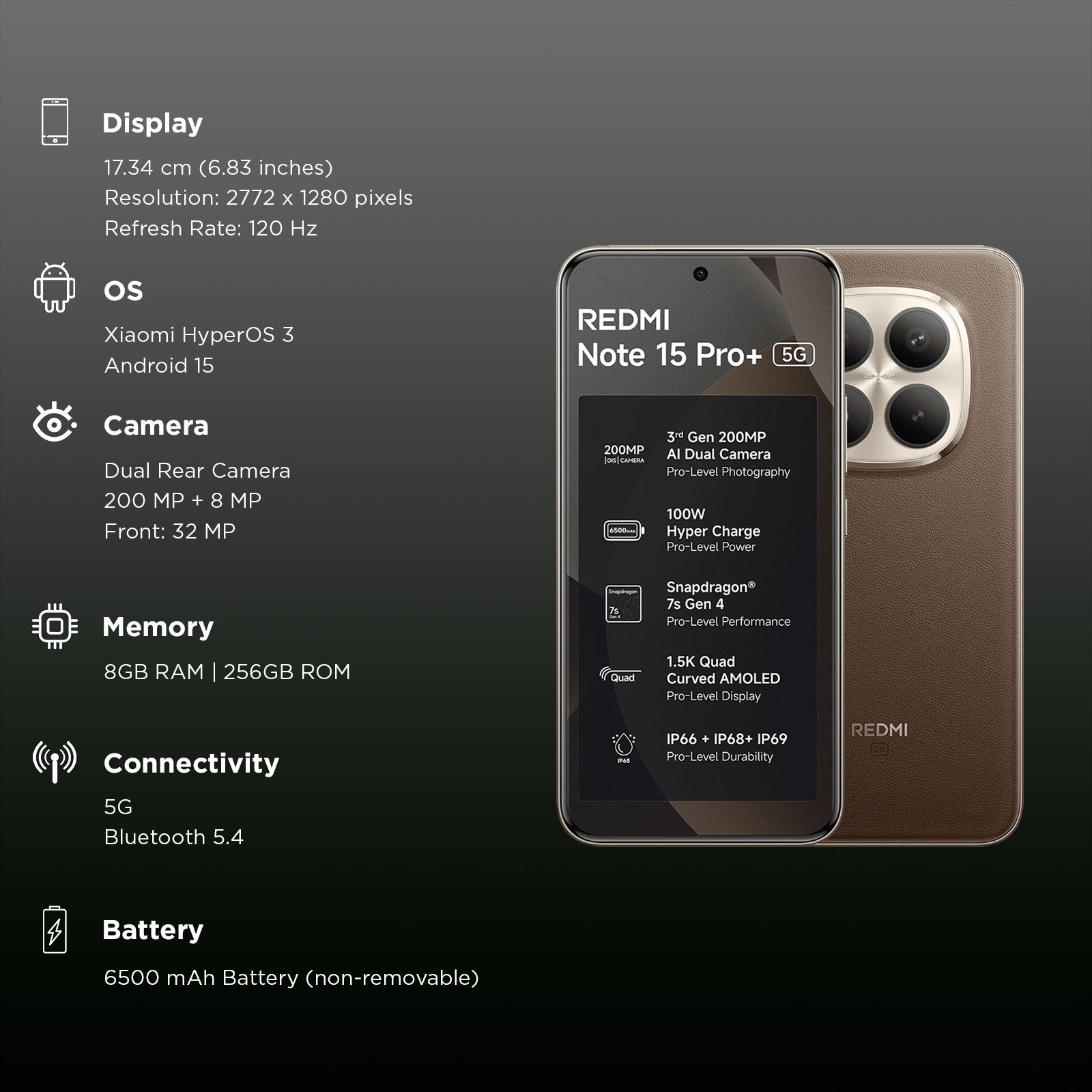 Redmi Note 15 Pro Plus 5G (8GB RAM, 256GB, Coffee Mocha) Redmi Note 15 Pro Plus 5G (8GB RAM, 256GB, Coffee Mocha)_3
