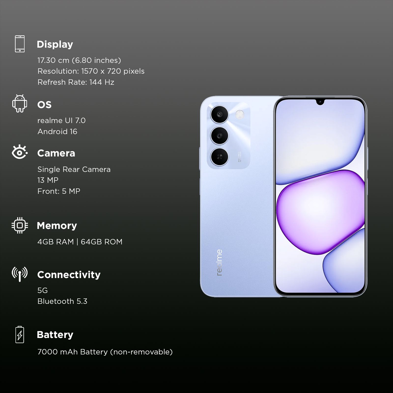 Realme C83 5G (4GB RAM, 64GB, Blooming Purple) Realme C83 5G (4GB RAM, 64GB, Blooming Purple)_3
