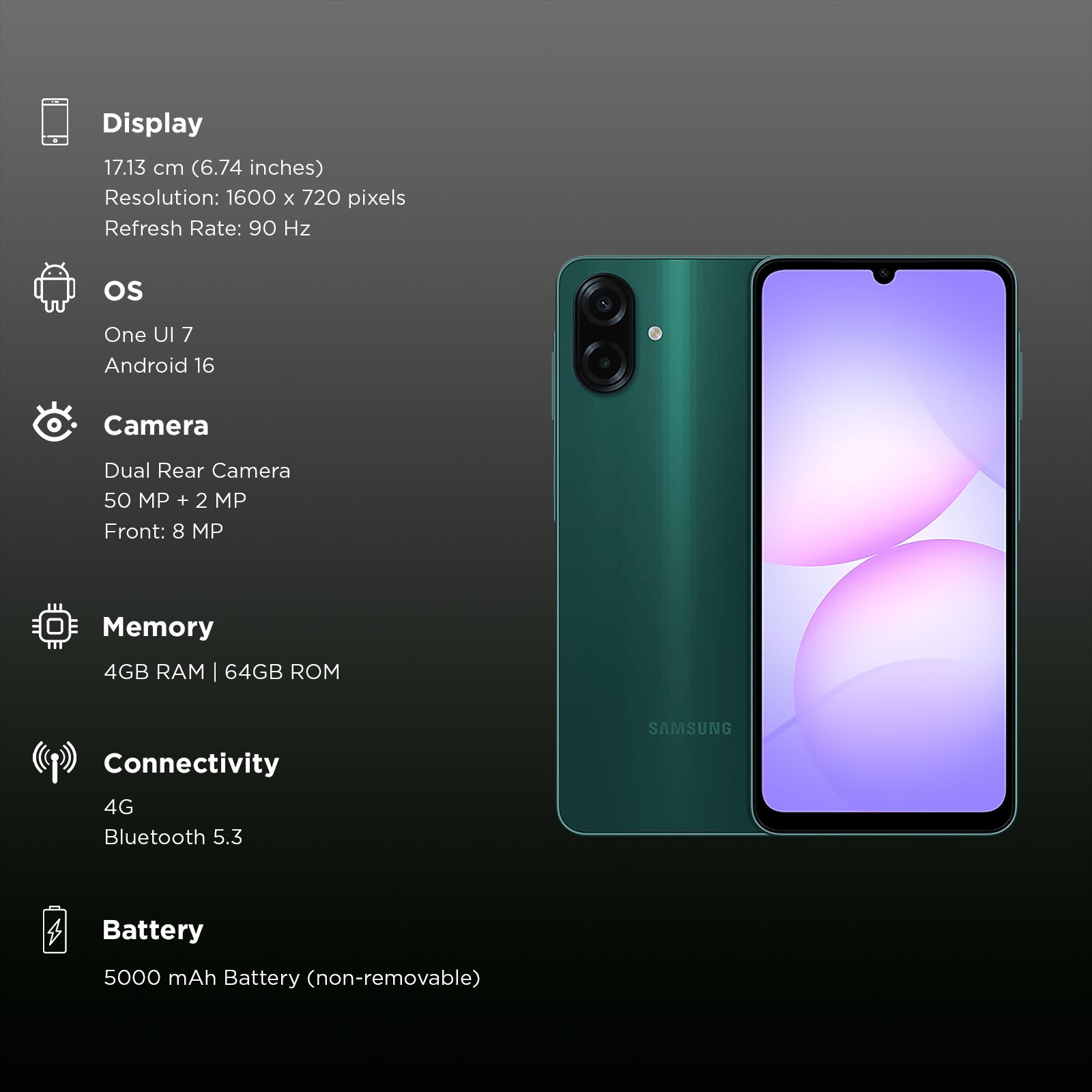 SAMSUNG Galaxy A07 4G (4GB RAM, 64GB, Green) SAMSUNG Galaxy A07 4G (4GB RAM, 64GB, Green)_3