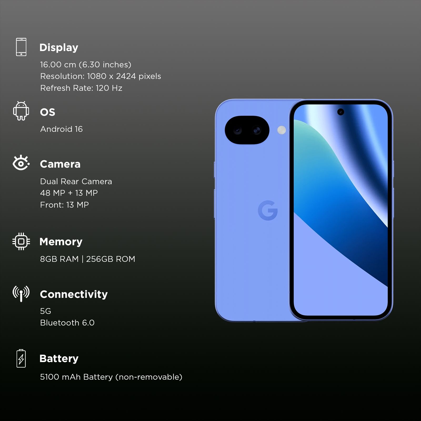 Google Pixel 10a 5G (8GB RAM, 256GB, Lavender) Google Pixel 10a 5G (8GB RAM, 256GB, Lavender)_3