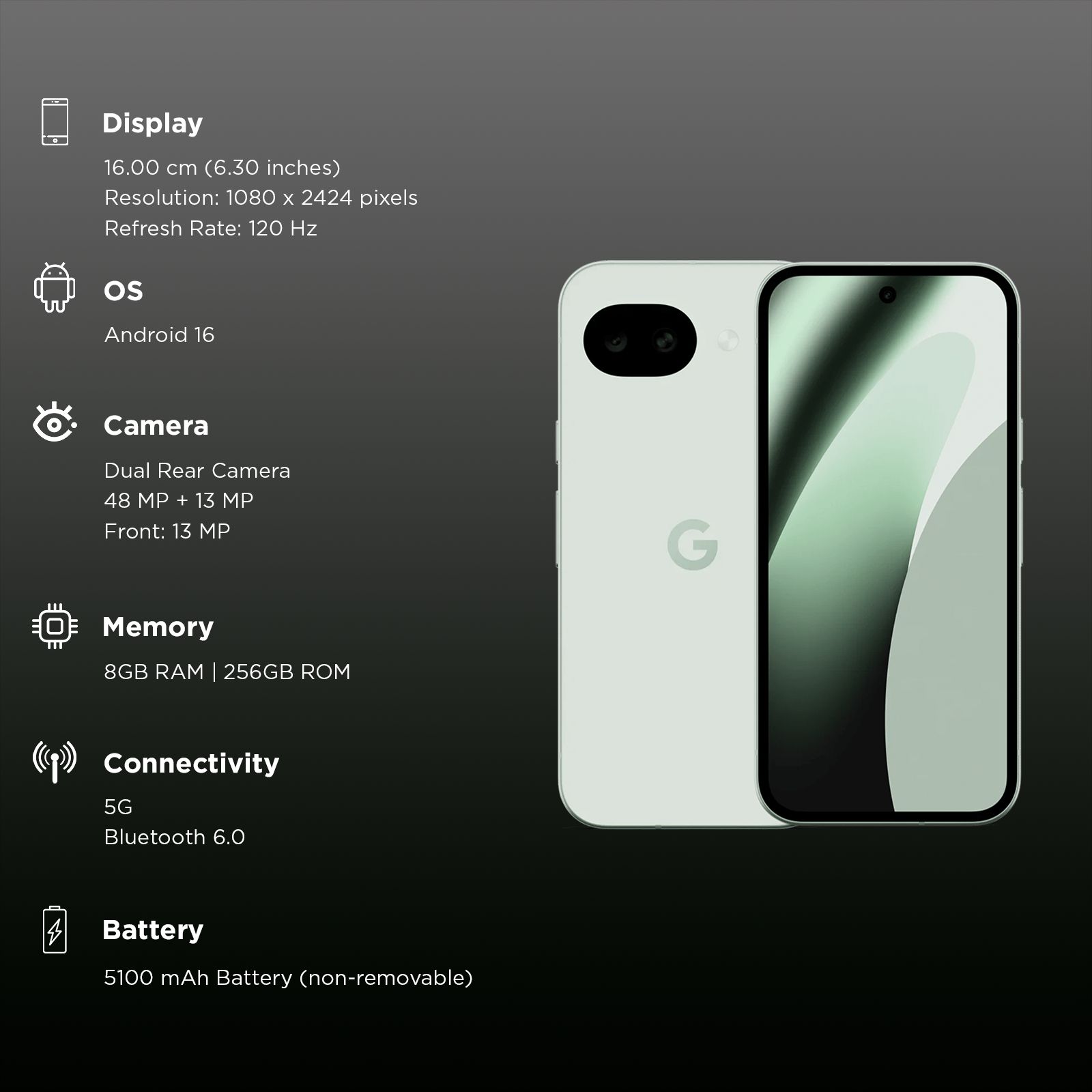 Google Pixel 10a 5G (8GB RAM, 256GB, Fog) Google Pixel 10a 5G (8GB RAM, 256GB, Fog)_3