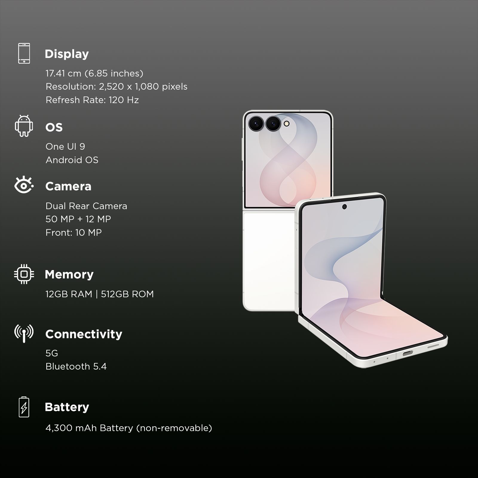 SAMSUNG Galaxy Z Flip8 5G (12GB RAM, 512GB, Cream)_3