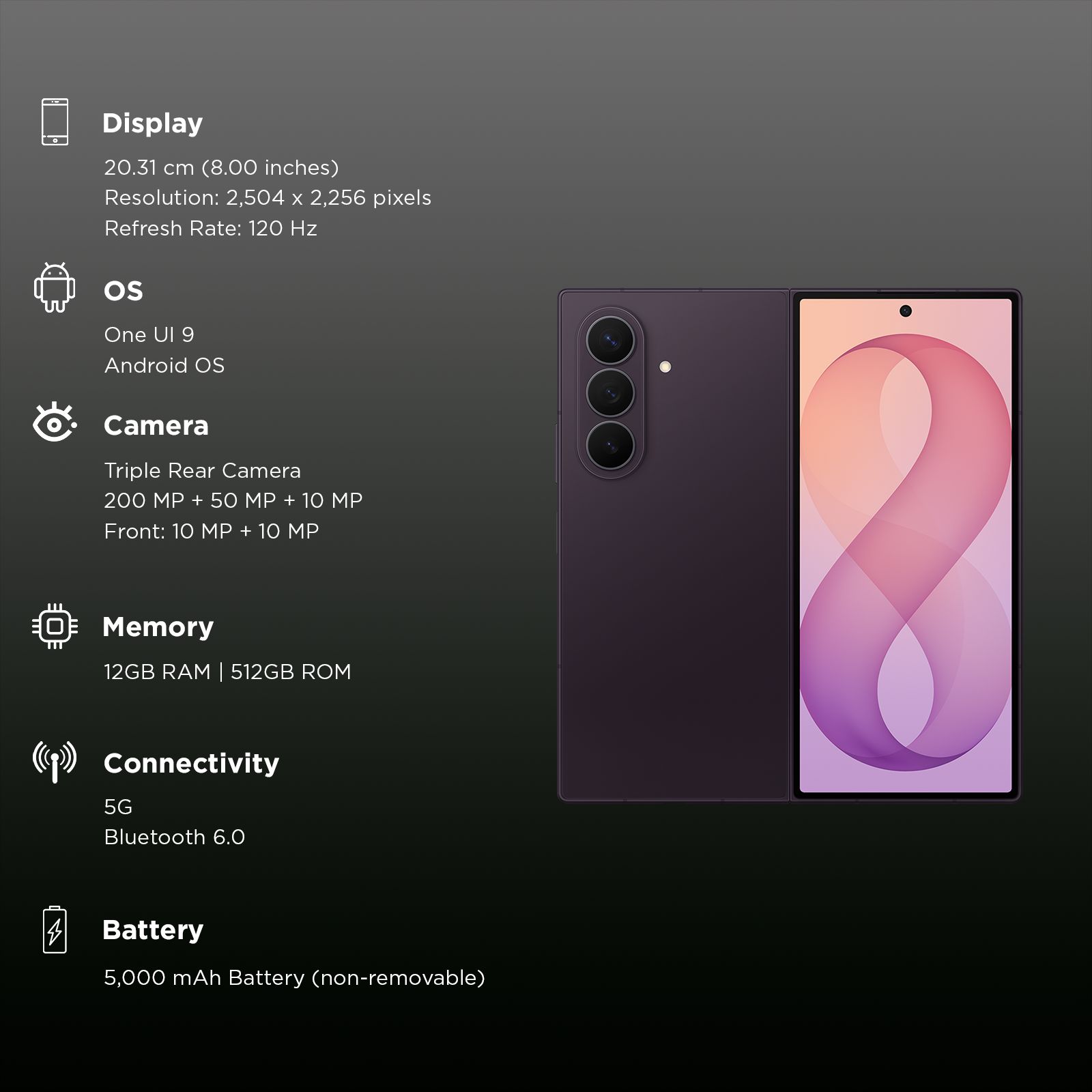 SAMSUNG Galaxy Z Fold8 Ultra 5G (12GB RAM, 512GB, Violet)_3