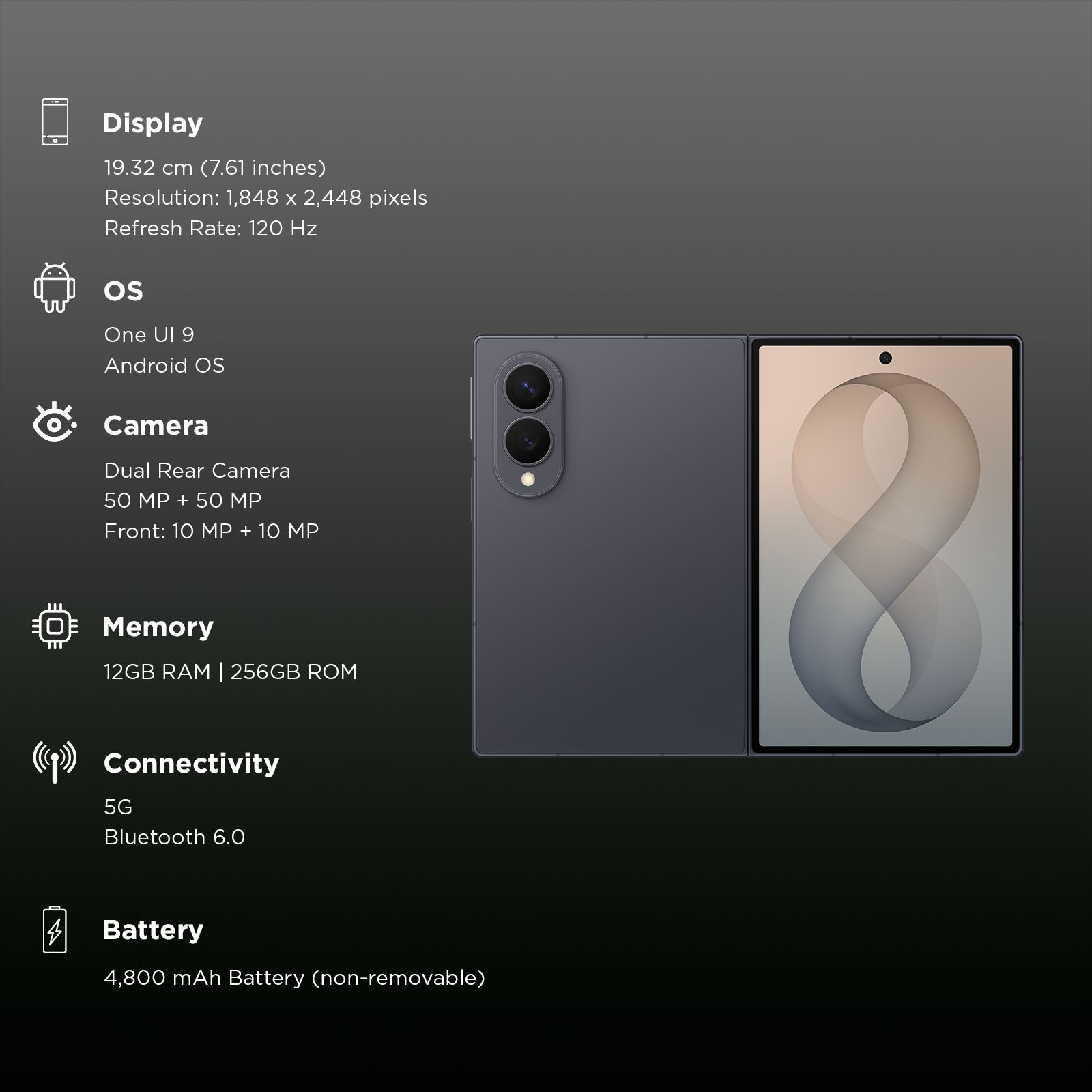 SAMSUNG Galaxy Z Fold8 5G (12GB RAM, 256GB, Graphite) SAMSUNG Galaxy Z Fold8 5G (12GB RAM, 256GB, Graphite)_3