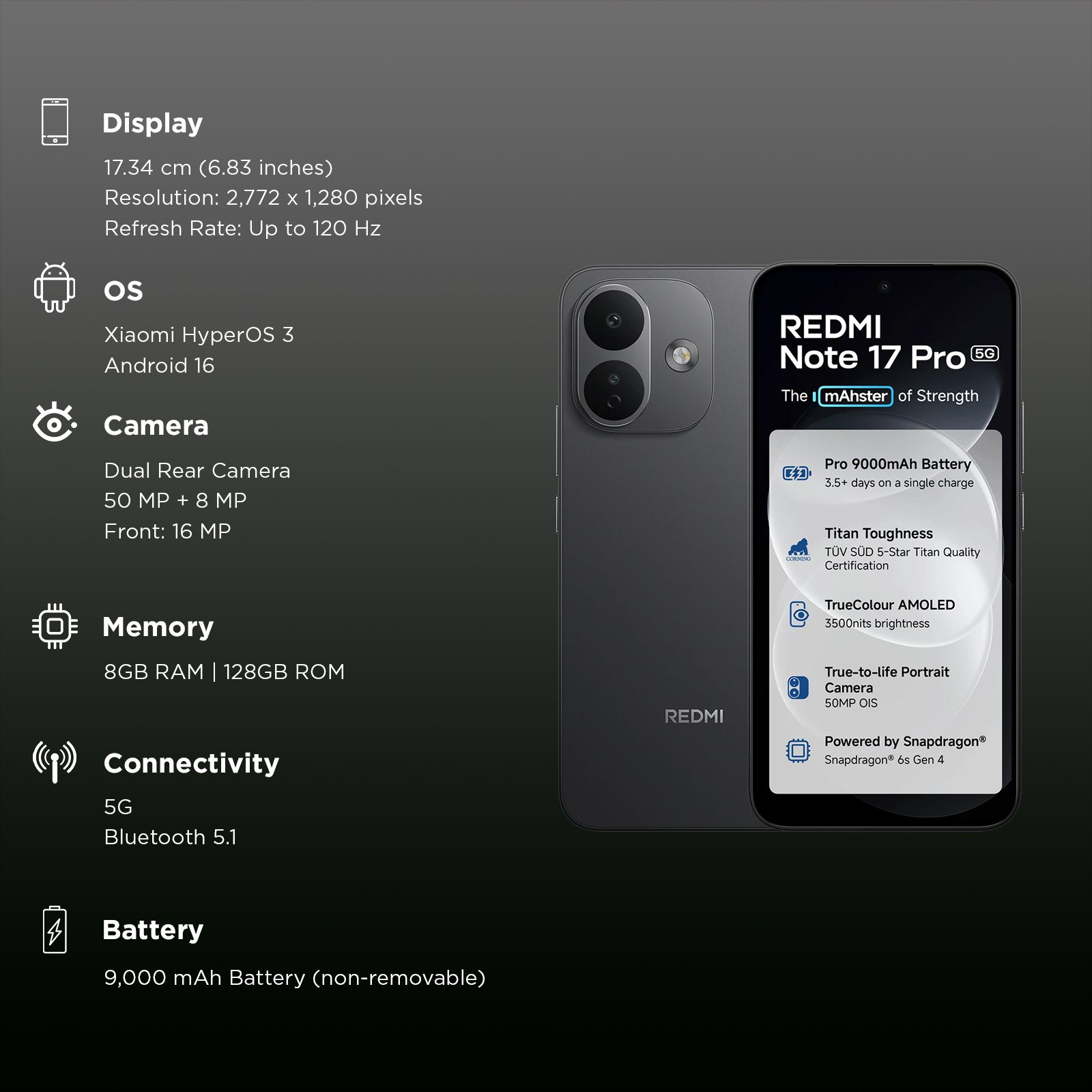 Redmi Note 17 Pro 5G (8GB RAM, 128GB, Stealth Black) Redmi Note 17 Pro 5G (8GB RAM, 128GB, Stealth Black)_3