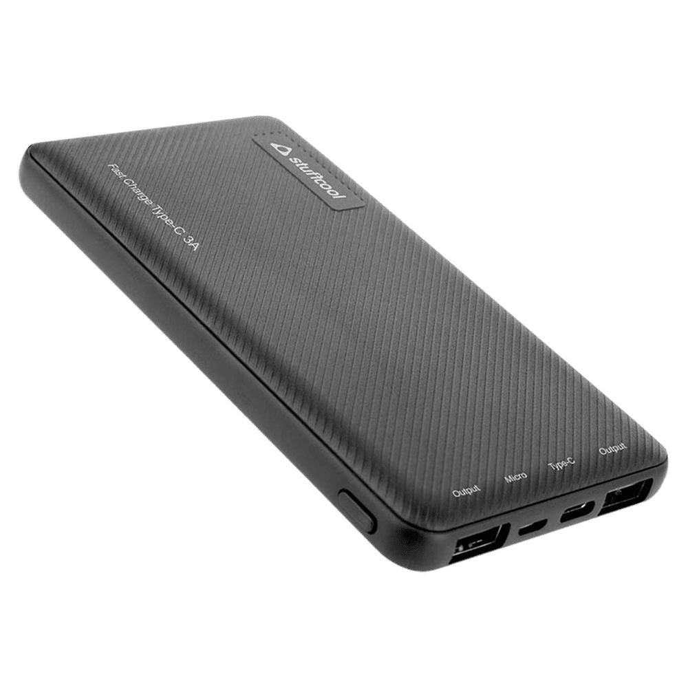 stuffcool PB1044C 10000 mAh Fast Charging Power Bank (1 Type C & 2 Micro USB Ports, LED Indicator, Black) stuffcool PB1044C 10000 mAh Fast Charging Power Bank (1 Type C & 2 Micro USB Ports, LED Indicator, Black)_1