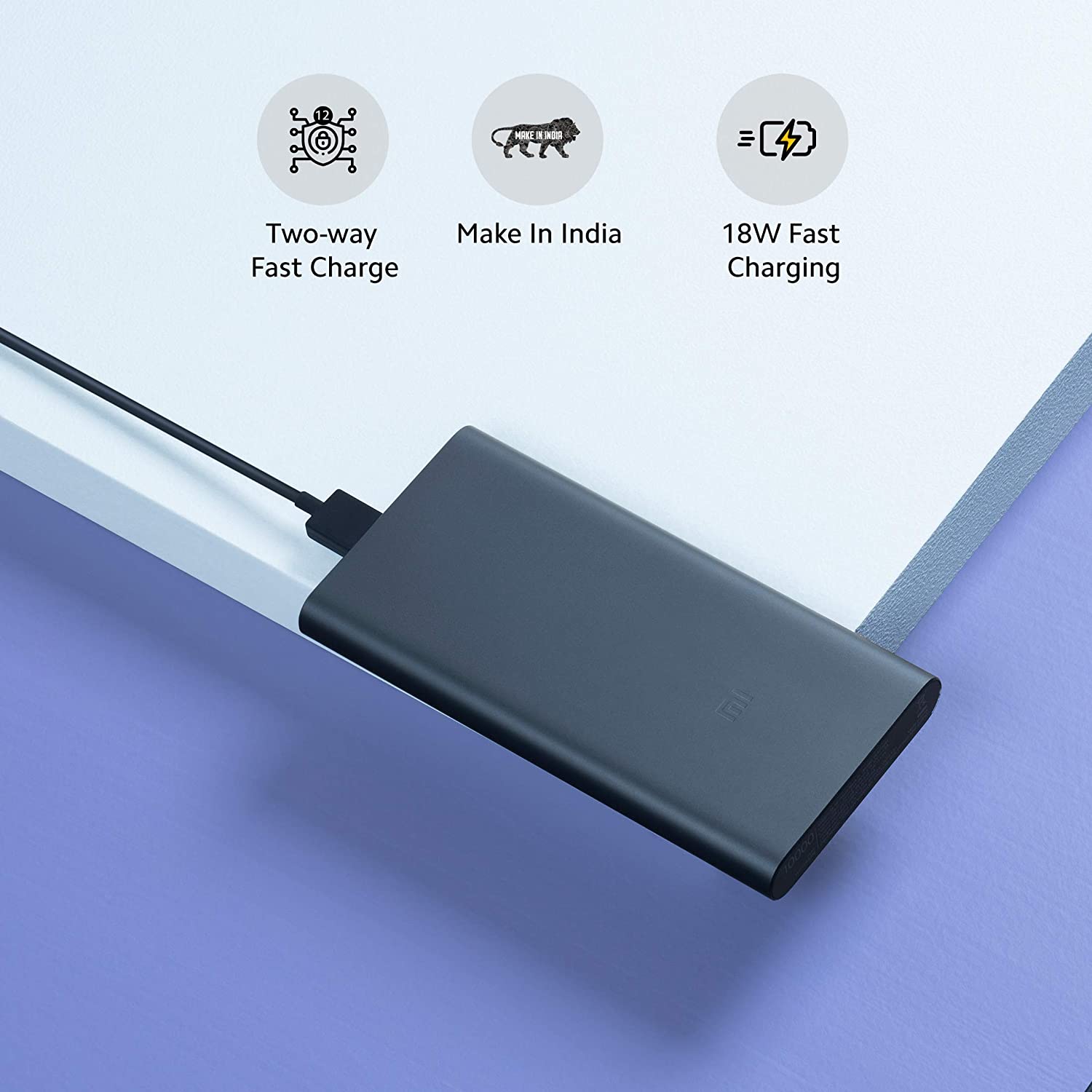 Mi 10000 mAh 18W Fast Charging Power Bank (1 Micro USB Type B, 1 Type C & 2 Type A Ports, Aluminium Casing, Two Way Fast Charging, Black)_7
