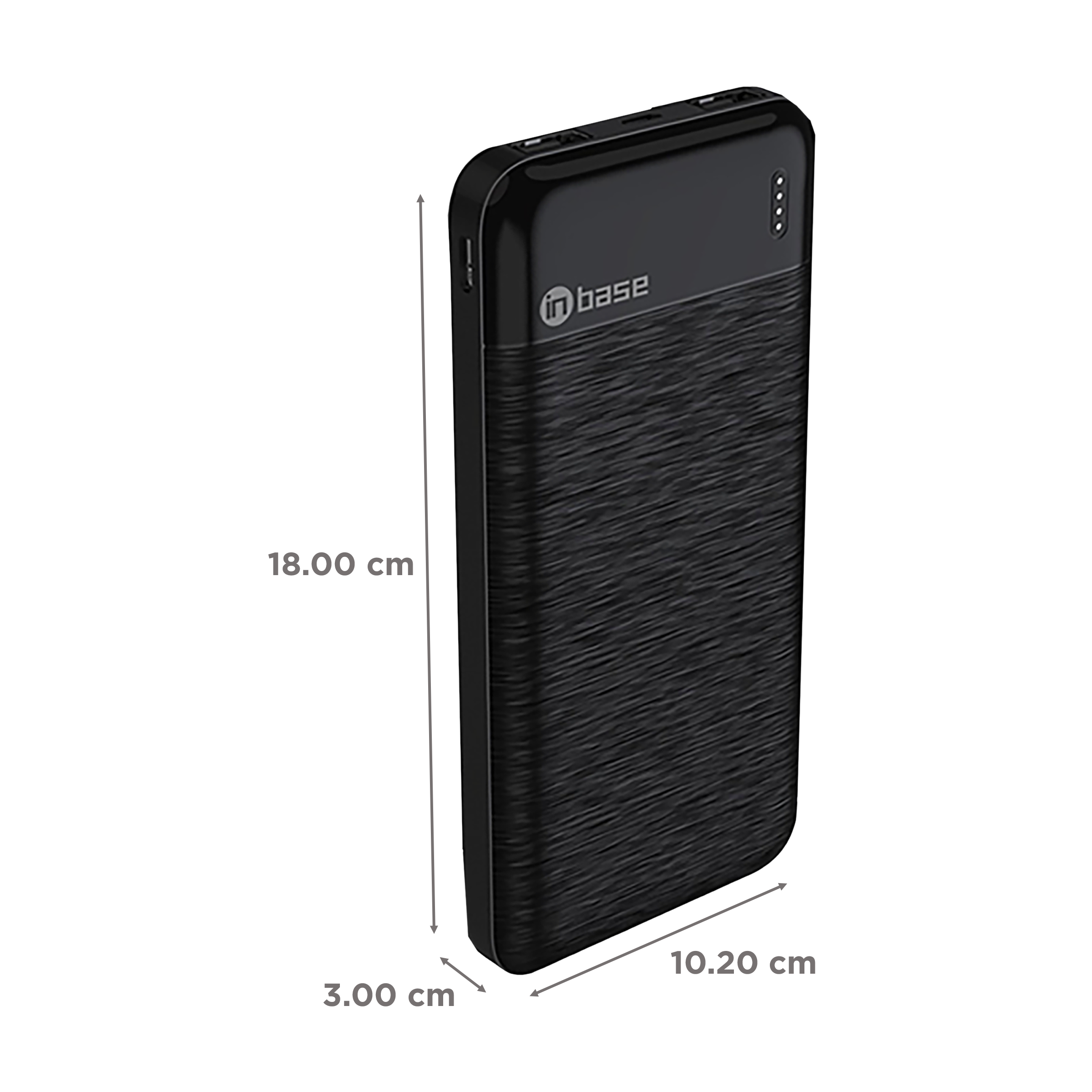 Inbase 10000 mAh Fast Charging Power Bank (1 Micro USB Type B, 1 Type C & 2 Type A Ports, ABS Casing, LED Charging Indicator, Black)_2