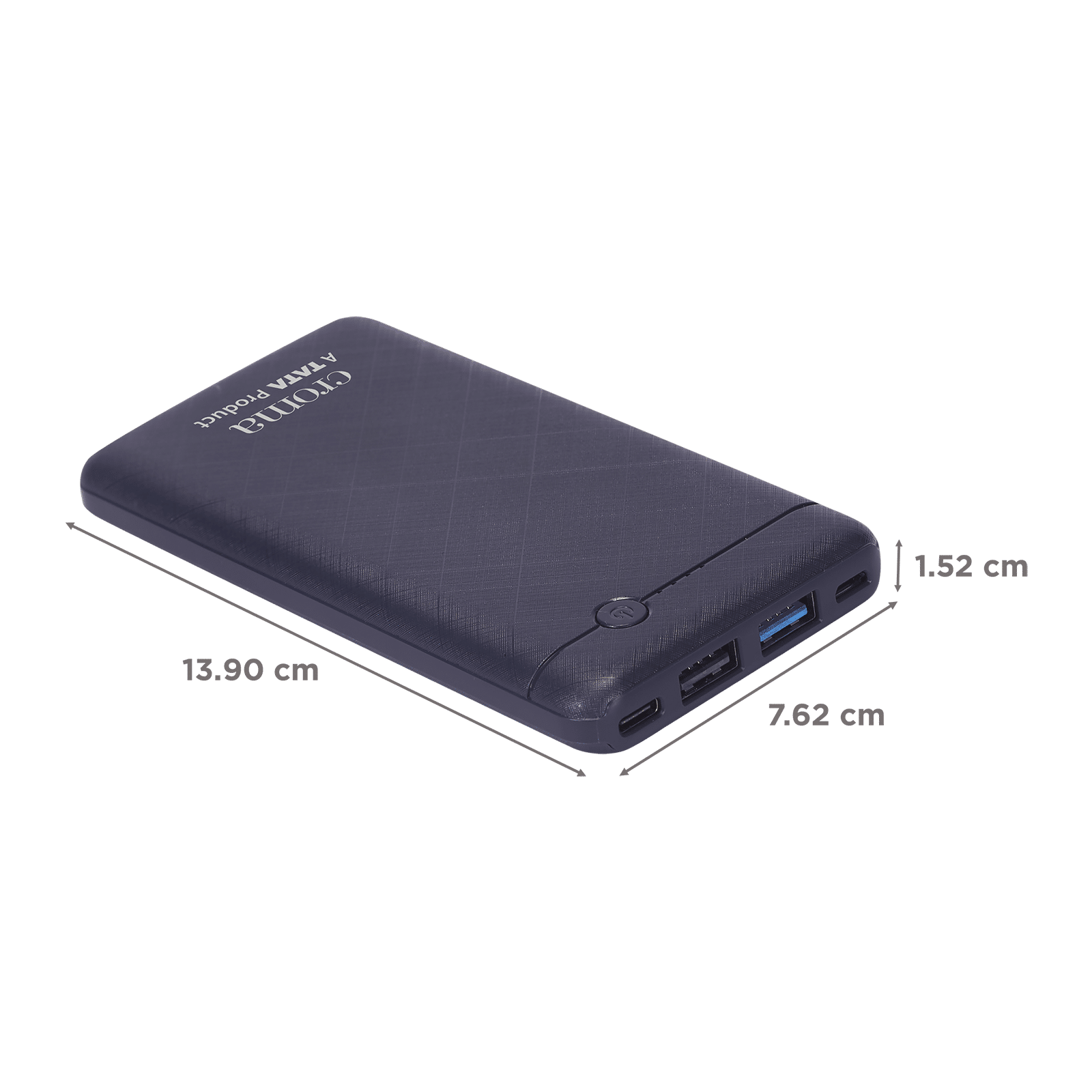 Croma 10000 mAh 12W Fast Charging Power Bank (1 Micro USB Type B, 1 Type C & 2 Type A Ports, Short Circuit Protection, Blue)_2