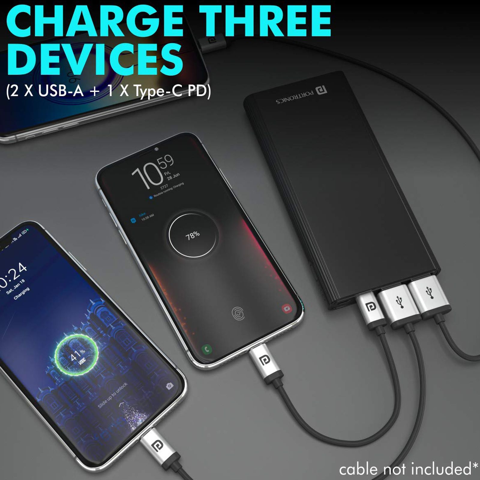 Portronics Power M 10000 mAh 18W Fast Charging Power Bank (1 Micro USB Type B, 1 Type C & 2 Type A Ports, LED Charging Indicator, Black) Portronics Power M 10000 mAh 18W Fast Charging Power Bank (1 Micro USB Type B, 1 Type C & 2 Type A Ports, LED Charging Indicator, Black)_5