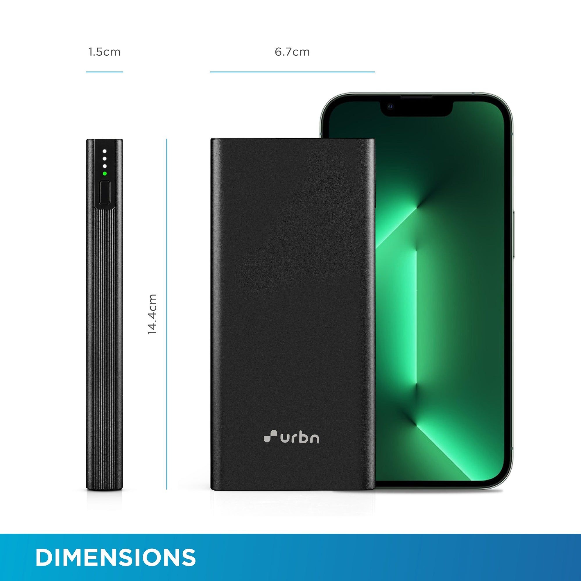 urbn 10000 mAh 20W Fast Charging Power Bank (1 Micro USB Type B, 1 Type C & 2 Type A Ports, Ultra Slim Metal Body, Smart Adaptive IC, Black)_8
