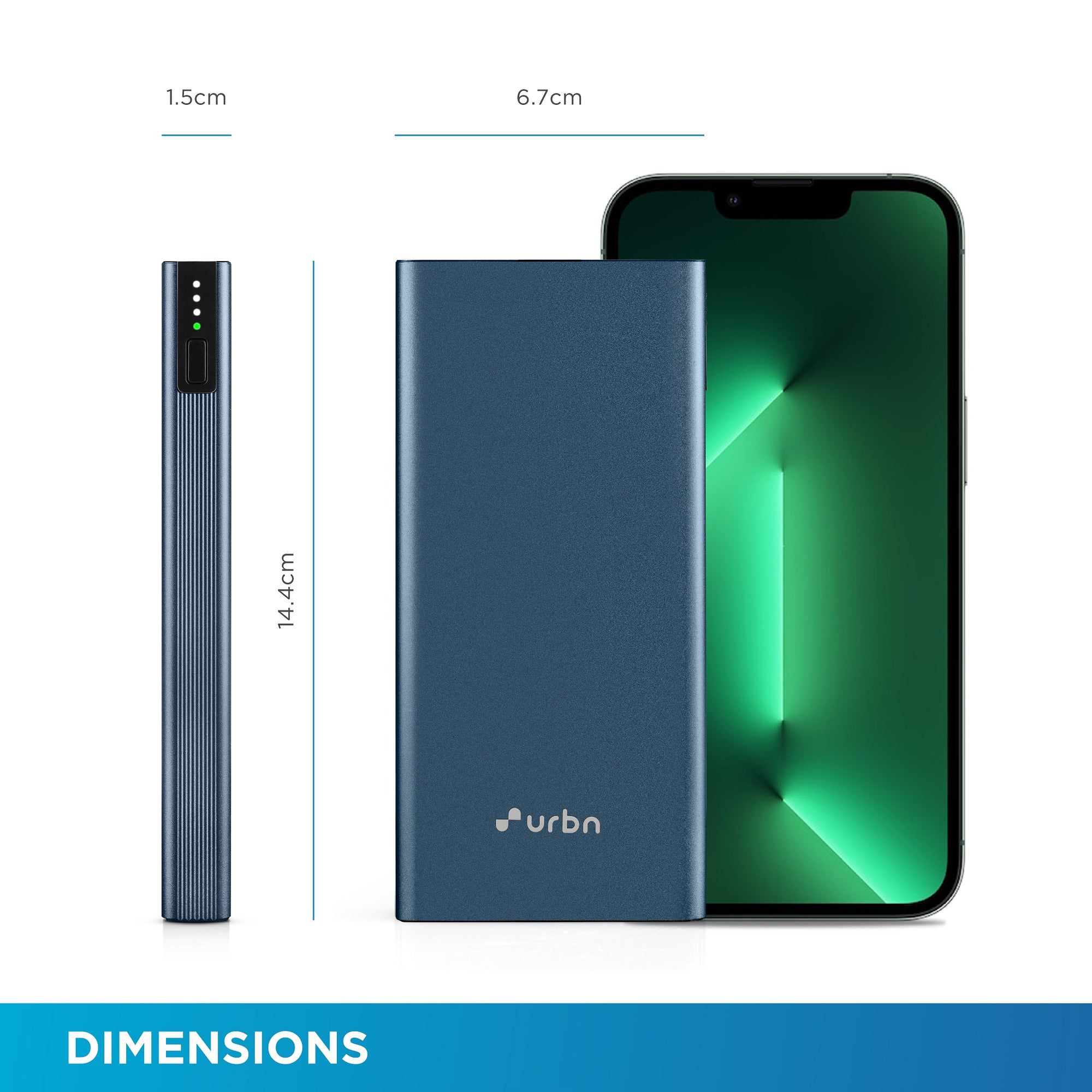 urbn 10000 mAh 20W Fast Charging Power Bank (1 Micro USB Type B, 1 Type C & 2 Type A Ports, Ultra Slim Metal Body, BIS Certified, Blue)_11