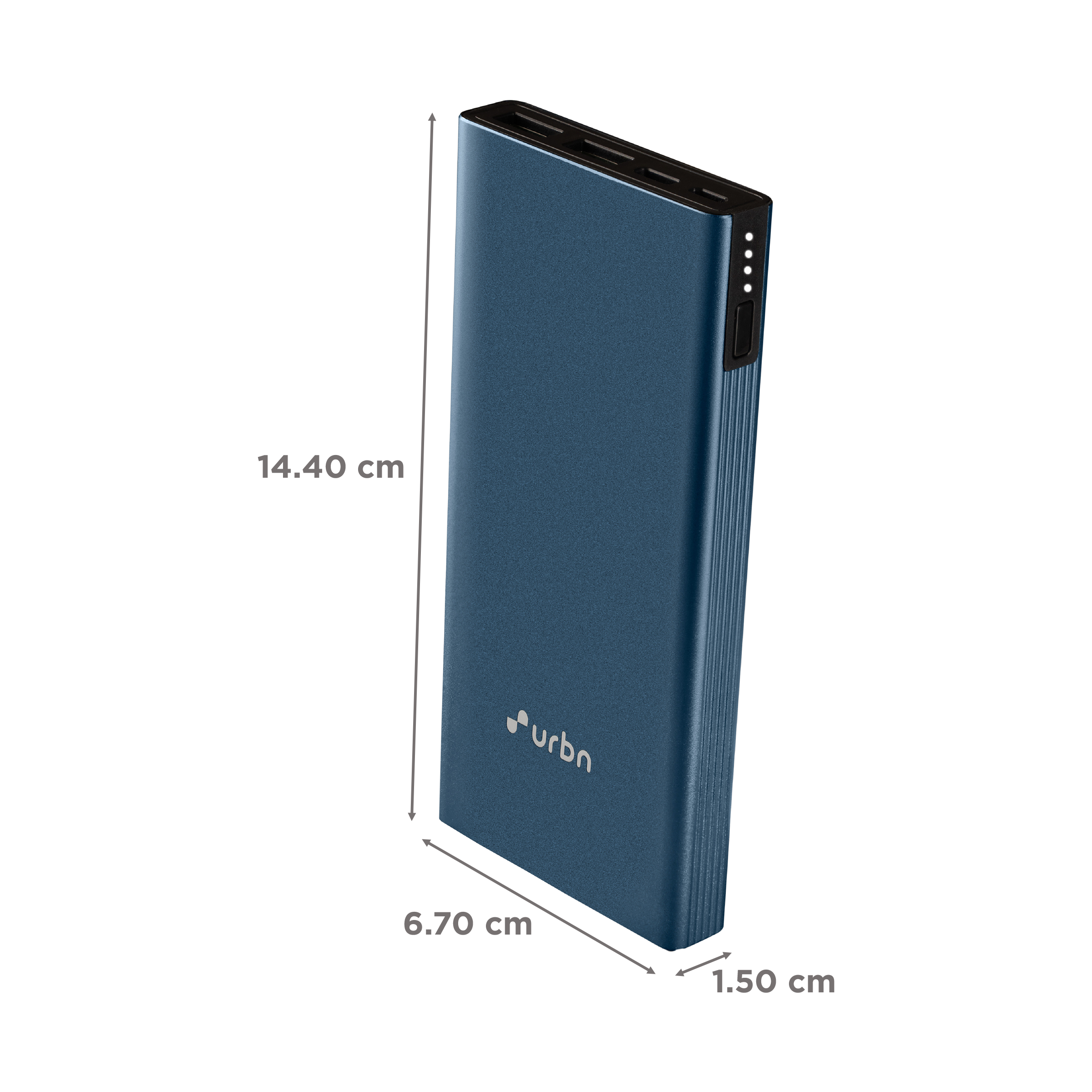 urbn 10000 mAh 20W Fast Charging Power Bank (1 Micro USB Type B, 1 Type C & 2 Type A Ports, Ultra Slim Metal Body, BIS Certified, Blue)_2