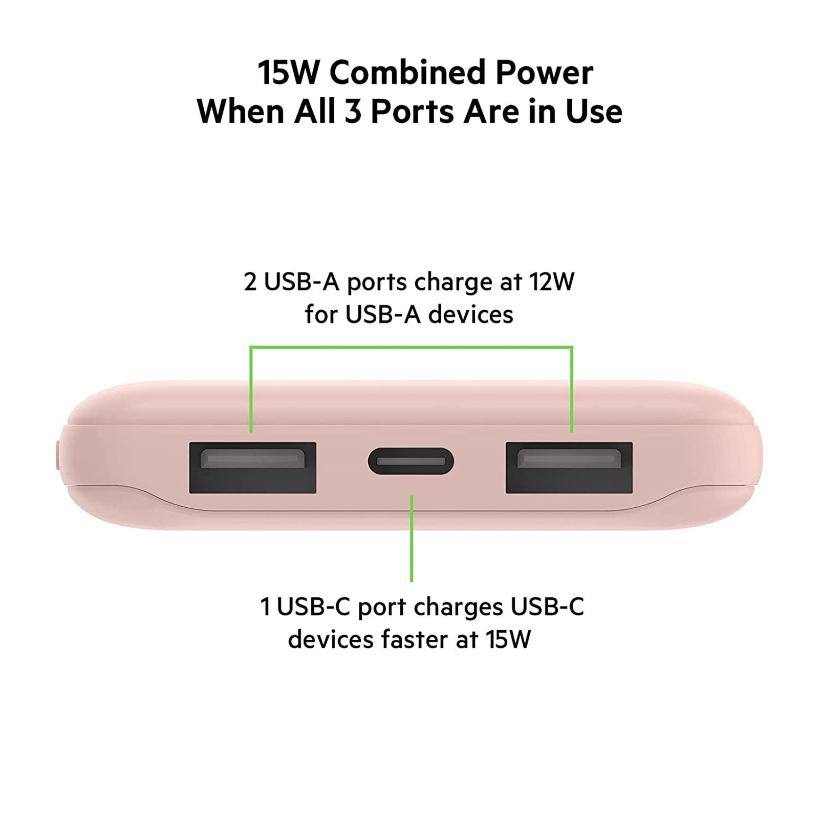 belkin Boost Charge 10000 mAh 15W Power Bank (1 Type C & 2 Type A Ports, LED Charging Indicator, Rose Gold) belkin Boost Charge 10000 mAh 15W Power Bank (1 Type C & 2 Type A Ports, LED Charging Indicator, Rose Gold)_8