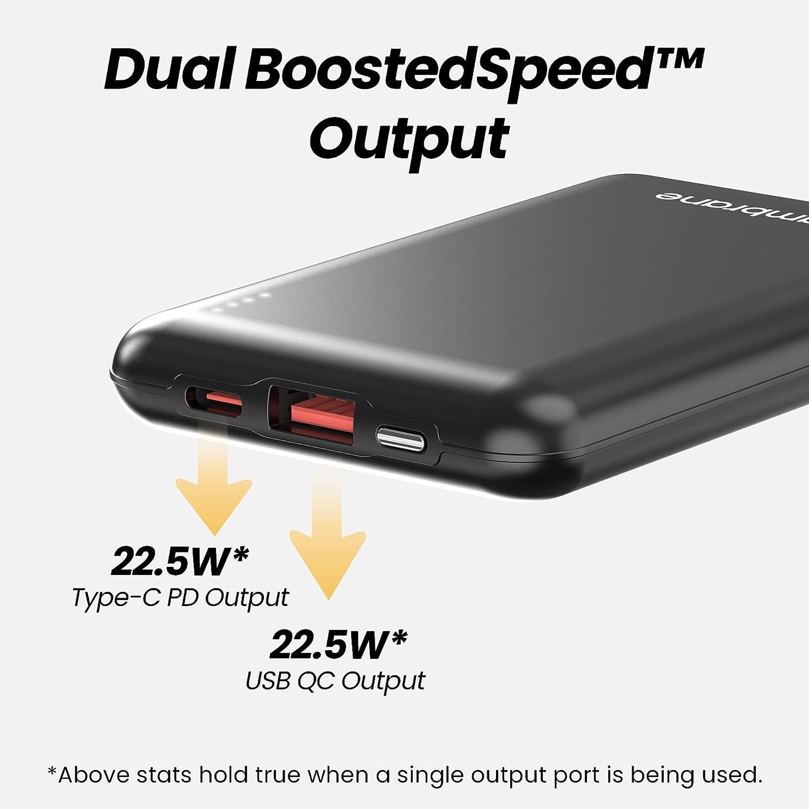 ambrane Powerlit 10000 mAh 22.5W Fast Charging Power Bank (1 Type A and 1 Type C Ports, Dual BoostedSpeed Output, Black)_8
