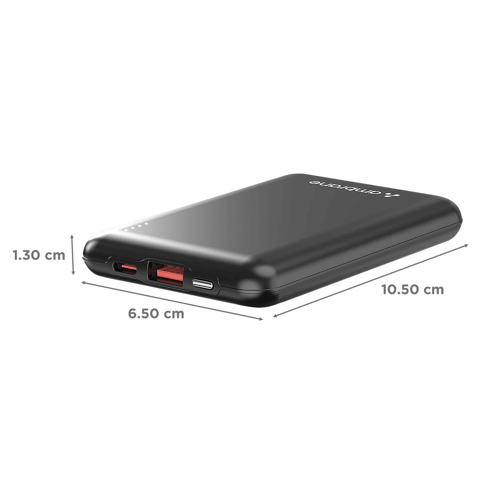 ambrane Powerlit 10000 mAh 22.5W Fast Charging Power Bank (1 Type A and 1 Type C Ports, Dual BoostedSpeed Output, Black)_2