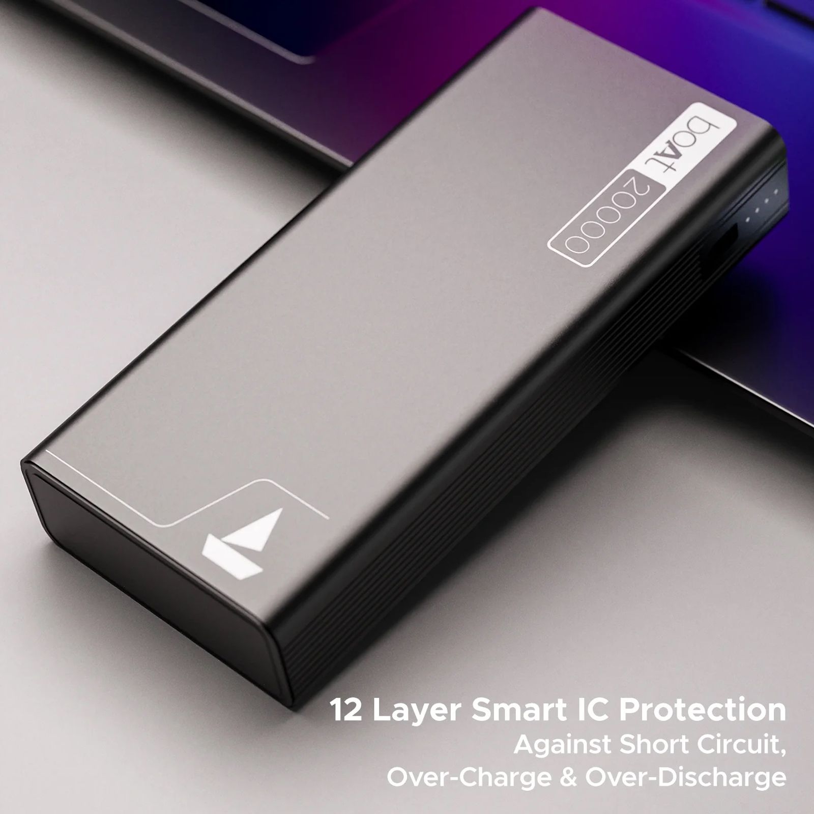 boAt Energyshroom PB400 20000 mAh 22.5W Fast Charging Power Bank (2 Type A, 1 Micro USB & 1 Type C Ports, Sleek Aluminium Casing, Battery Discharge Protection, Carbon Black) boAt Energyshroom PB400 20000 mAh 22.5W Fast Charging Power Bank (2 Type A, 1 Micro USB & 1 Type C Ports, Sleek Aluminium Casing, Battery Discharge Protection, Carbon Black)_6