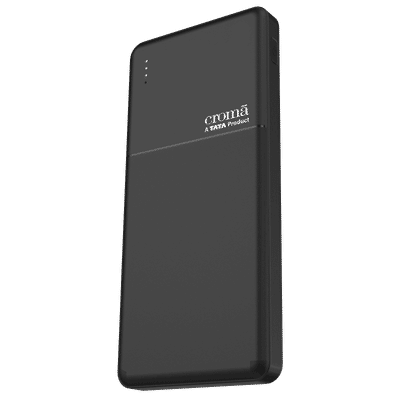 Croma 10000 mAh 22.5W Fast Charging Power Bank (2 Type A & 1 Type C Ports, Multi Layer Protection, Black)