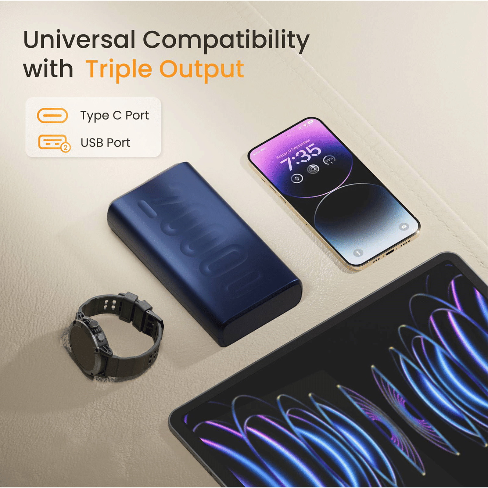 ambrane Stylo 20000 mAh 22.5W Fast Charging Power Bank (2 Type A & 1 Type C Ports, 12 Layers of Advanced Chipset Protection, Blue) ambrane Stylo 20000 mAh 22.5W Fast Charging Power Bank (2 Type A & 1 Type C Ports, 12 Layers of Advanced Chipset Protection, Blue)_8