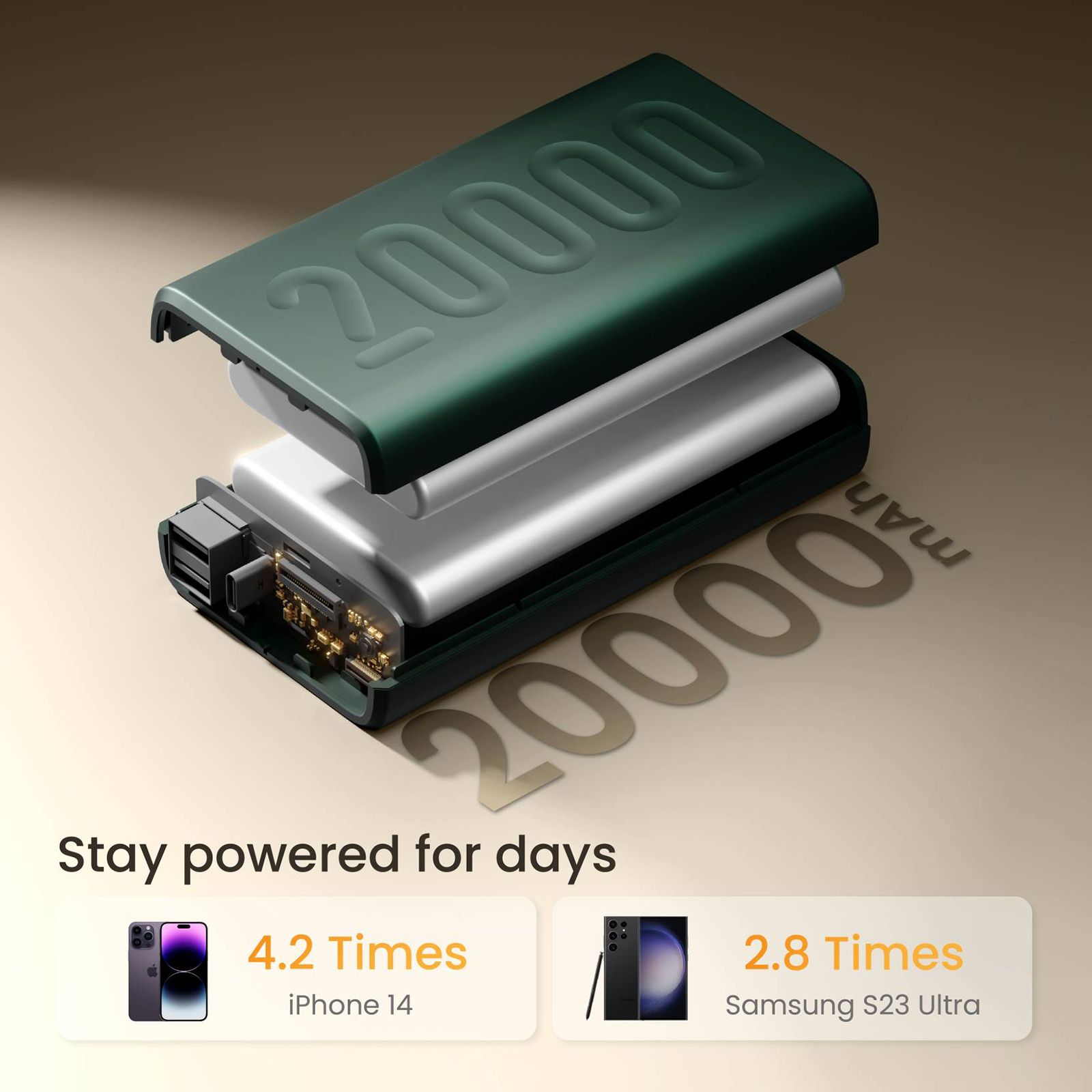 ambrane Stylo 20000 mAh 22.5W Fast Charging Power Bank (2 Type A & 1 Type C Ports, 12 Layers of Advanced Chipset Protection, Green) ambrane Stylo 20000 mAh 22.5W Fast Charging Power Bank (2 Type A & 1 Type C Ports, 12 Layers of Advanced Chipset Protection, Green)_5