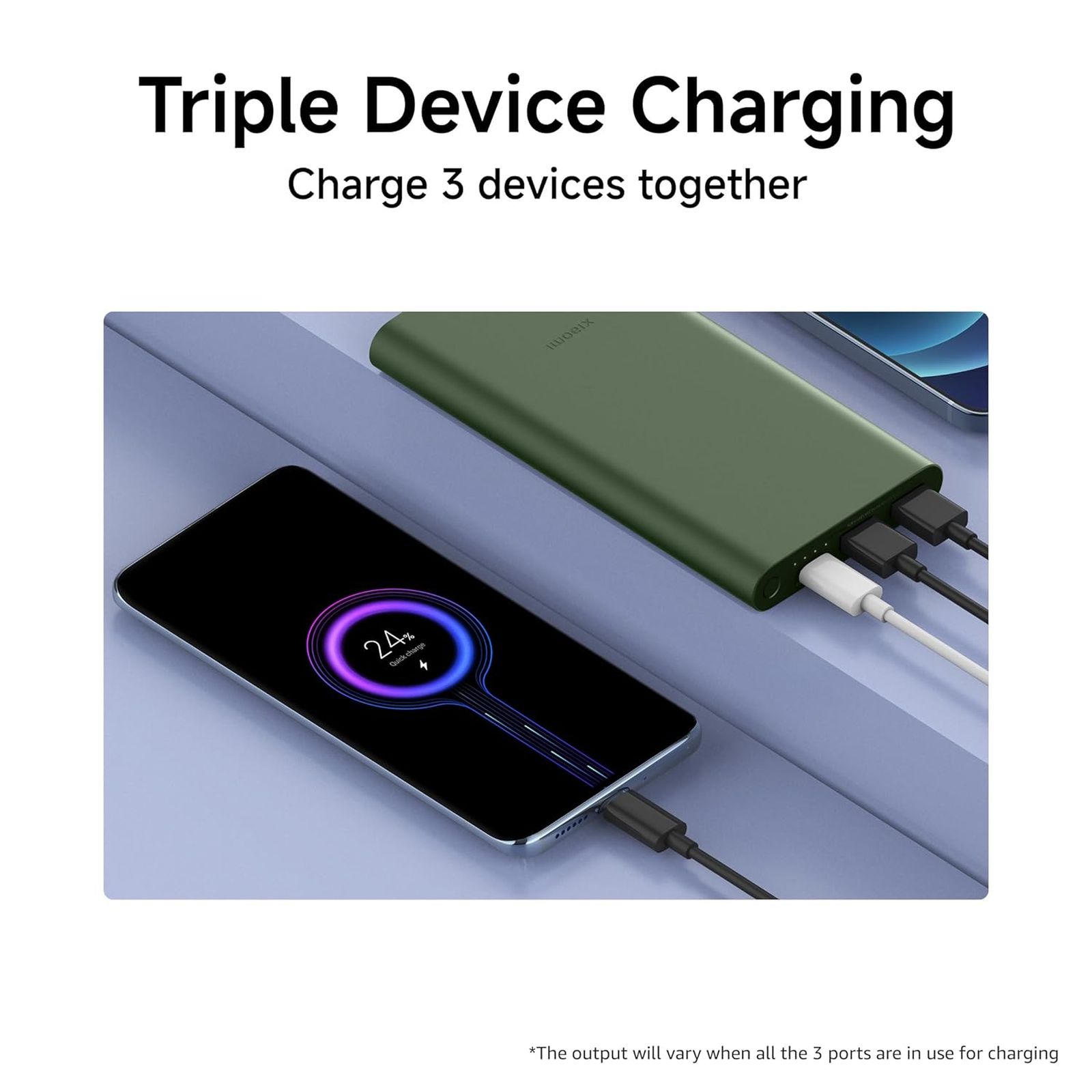 Xiaomi 4i 10000 mAh 22.5W Fast Charging Power Bank (2 Type A & 1 Type C Ports, Quick Charge 3.0, Olive Green)_9