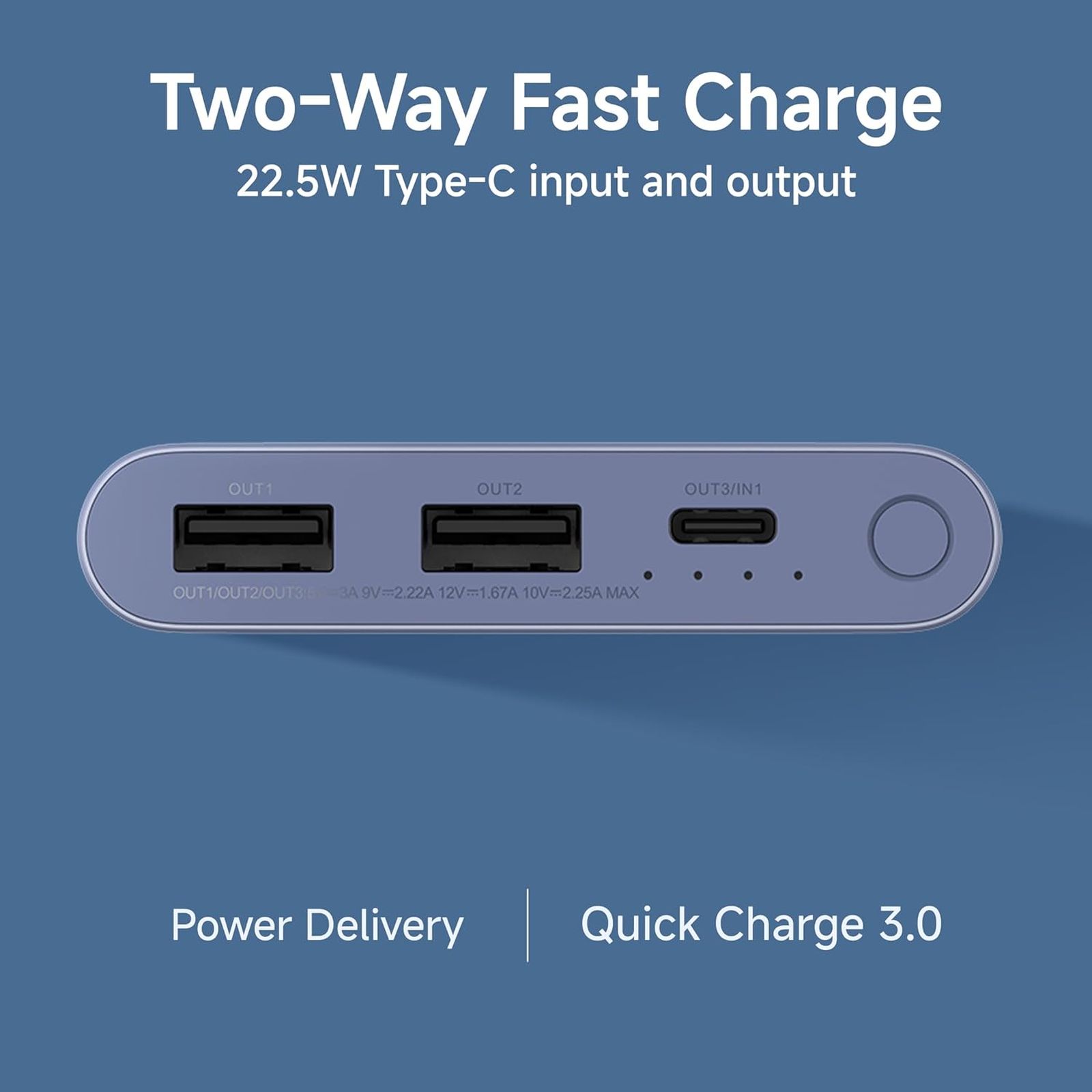 Xiaomi 4i 10000 mAh 22.5W Fast Charging Power Bank (2 Type A & 1 Type C Ports, Quick Charge 3.0, Coral Purple)_4