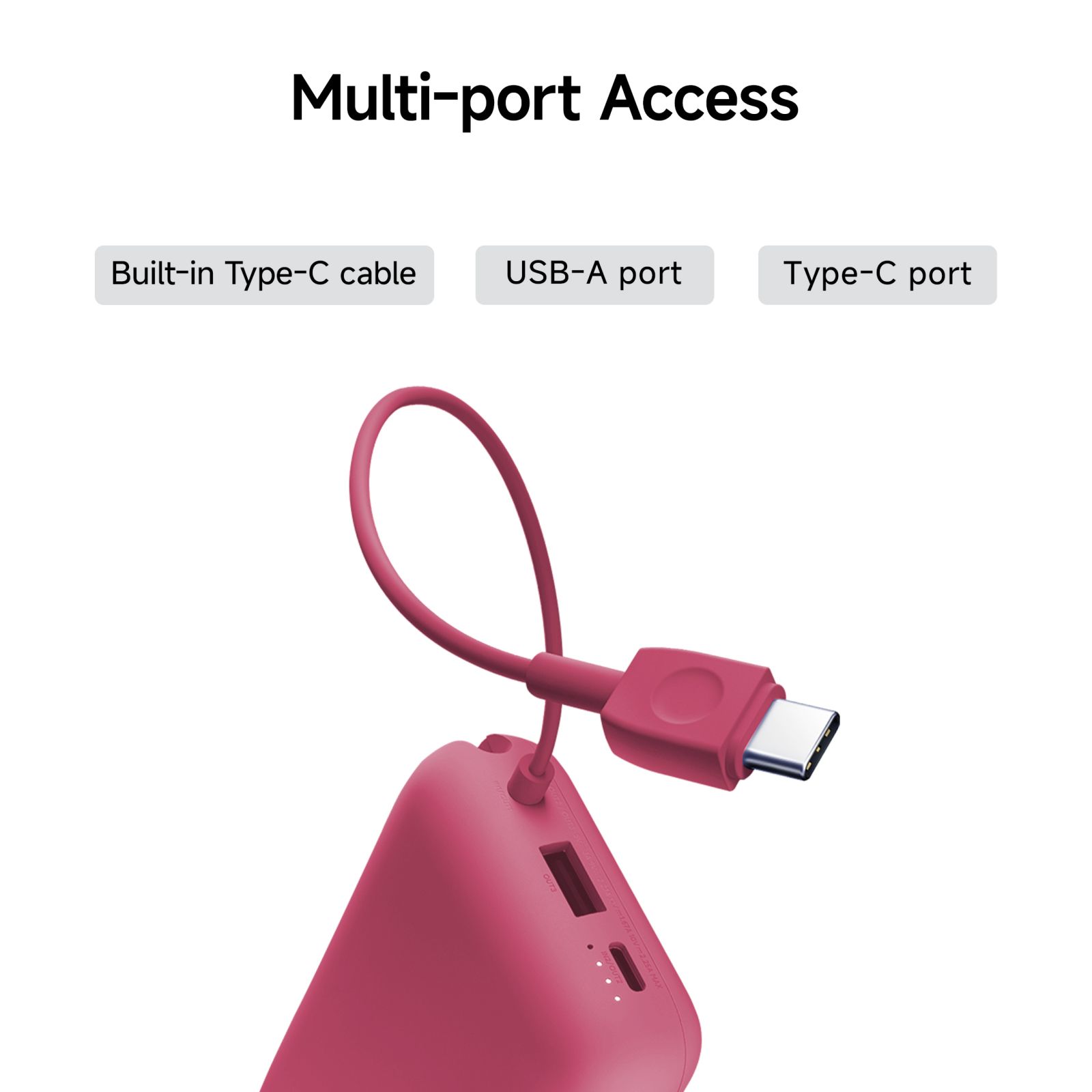Xiaomi Pocket 10000 mAh 22.5W Fast Charging Power Bank (2 Type A & 1 Type C Ports, Quick Charge 3.0, Maroon)_8