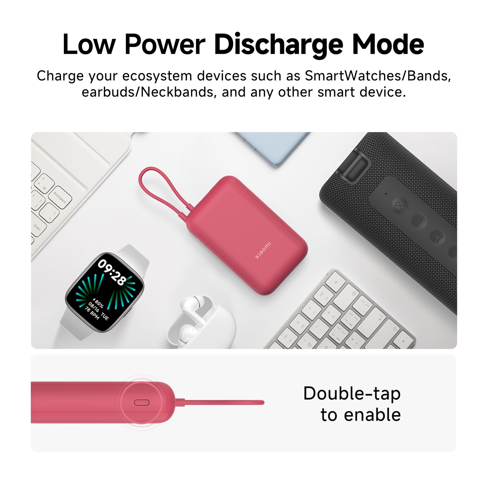 Xiaomi Pocket 10000 mAh 22.5W Fast Charging Power Bank (2 Type A & 1 Type C Ports, Quick Charge 3.0, Maroon)_10