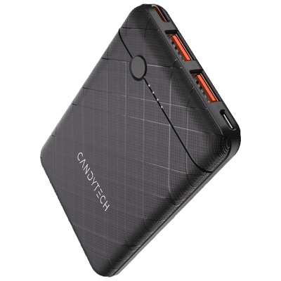 Candytech PB3C1 5000 mAh 22.5W Fast Charging Power Bank (2 Type A Ports, Short Circuit Protection, Black)