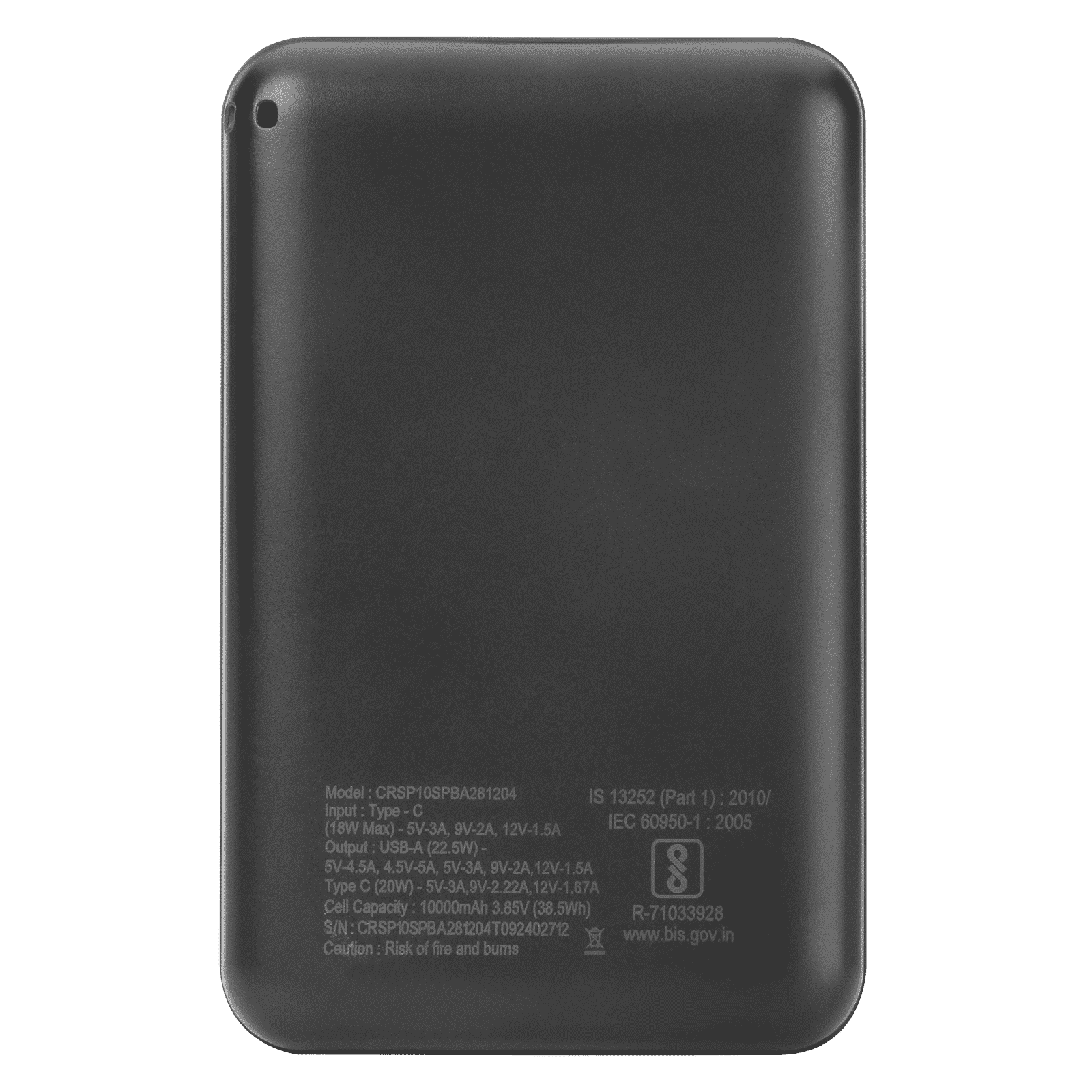 Croma 10000 mAh 22.5W Fast Charging Power Bank (1 Type A & 1 Type C Ports, Over Voltage Protection, Black) Croma 10000 mAh 22.5W Fast Charging Power Bank (1 Type A & 1 Type C Ports, Over Voltage Protection, Black)_16