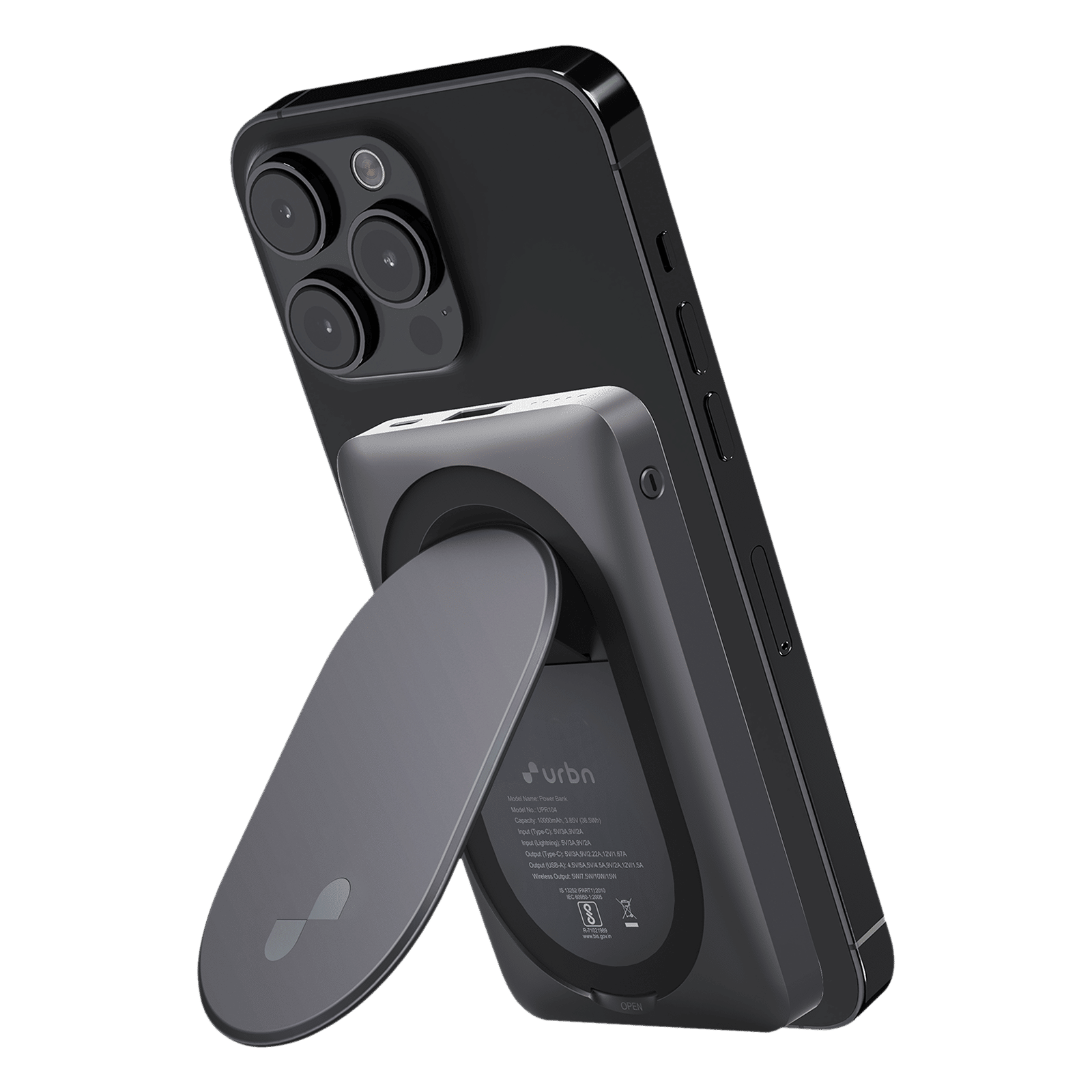 urbn UPR104 10000 mAh 20W Fast Charging Power Bank (1 Type A Port, 1 Type C Port & 1 Lightning Port, Multi Layer Circuit Protection, Black)_12