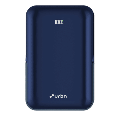 urbn StandPro 10000 mAh 20W Fast Charging Power Bank (1 Type C Port & 1 Lightning Port, Strong Magnetic Hold, Blue)