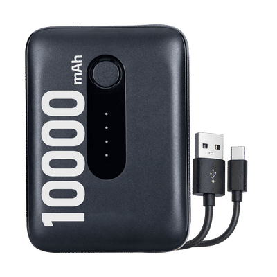 Croma Compact 10000 mAh 30W Fast Charging Power Bank (1 Type A & 1 Type C Port, Cable included, Black)