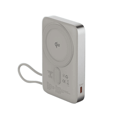 Stuffcool Odin 10000 mAh 35W Fast Charging Power Bank (2 Type C, Qi2 Magsafe, Digital Display, Silver)