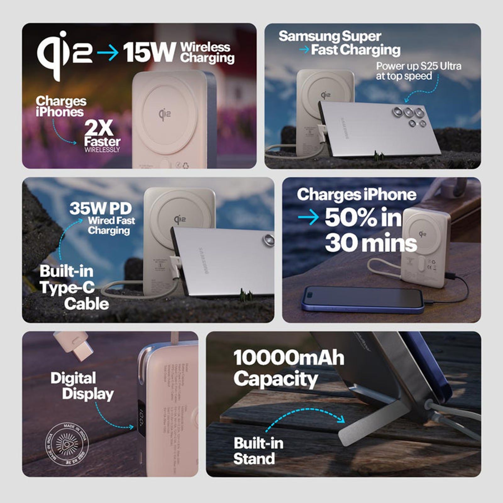 Stuffcool Odin 10000 mAh 35W Fast Charging Power Bank (2 Type C, Qi2 Magsafe, Digital Display, Silver) Stuffcool Odin 10000 mAh 35W Fast Charging Power Bank (2 Type C, Qi2 Magsafe, Digital Display, Silver)_8