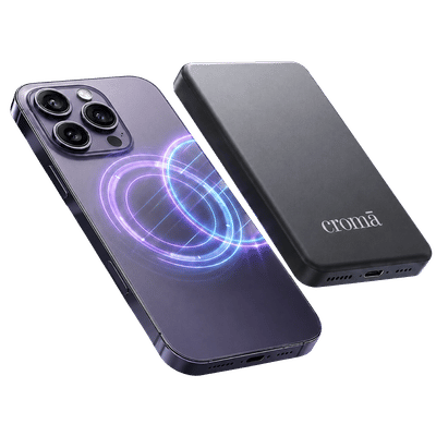 Croma 5000 mAh 20W Fast Charging Power Bank (1 Type C Port, Durable Plastic Case, Magsafe Compatible, Black)