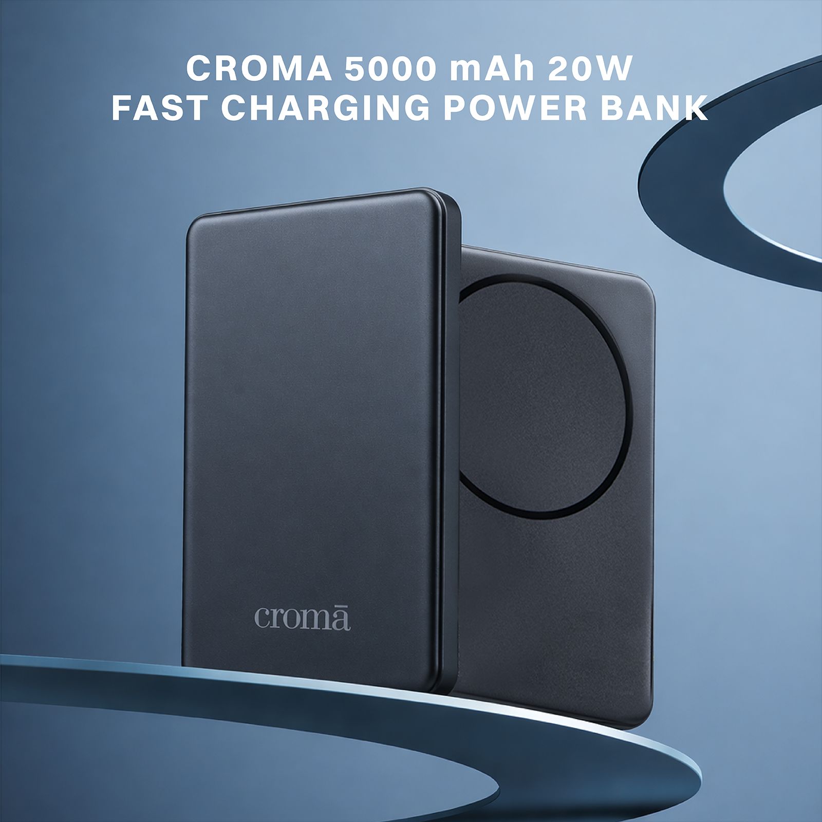 Croma 5000 mAh 20W Fast Charging Power Bank (1 Type C Port, Durable Plastic Case, Magsafe Compatible, Black)_4