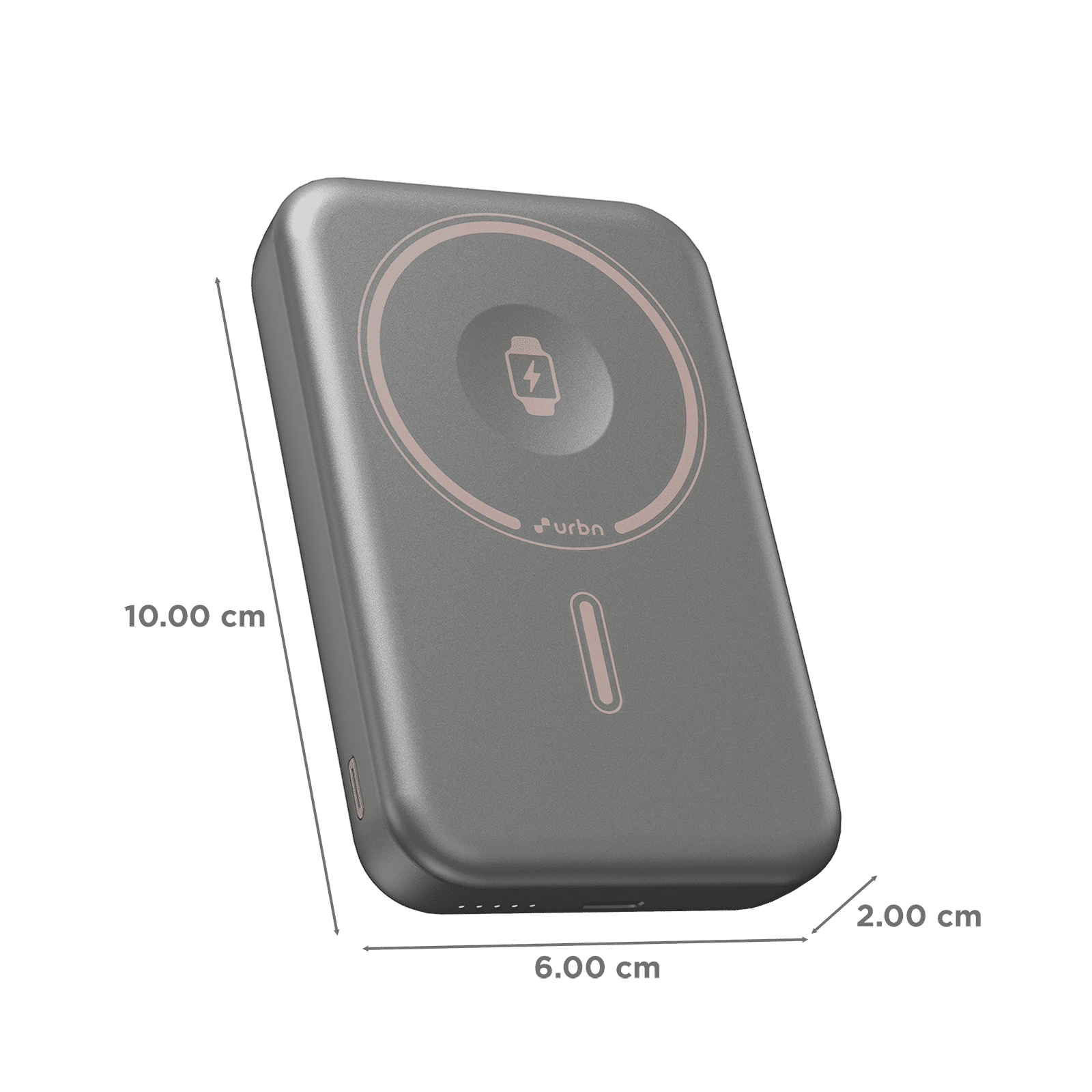 Urbn Curve 10000 mAh 20W Fast Charging Power Bank (1 Type C Port, MagSafe Compatible, Soft Touch Finish, Travel Friendly, Gray Gun Metal) Urbn Curve 10000 mAh 20W Fast Charging Power Bank (1 Type C Port, MagSafe Compatible, Soft Touch Finish, Travel Friendly, Gray Gun Metal)_2