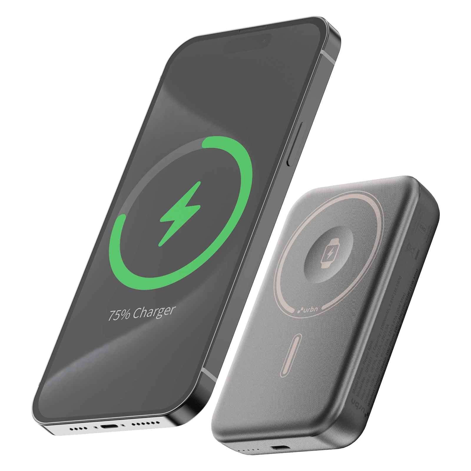 Urbn Curve 10000 mAh 20W Fast Charging Power Bank (1 Type C Port, MagSafe Compatible, Soft Touch Finish, Travel Friendly, Gray Gun Metal) Urbn Curve 10000 mAh 20W Fast Charging Power Bank (1 Type C Port, MagSafe Compatible, Soft Touch Finish, Travel Friendly, Gray Gun Metal)_5