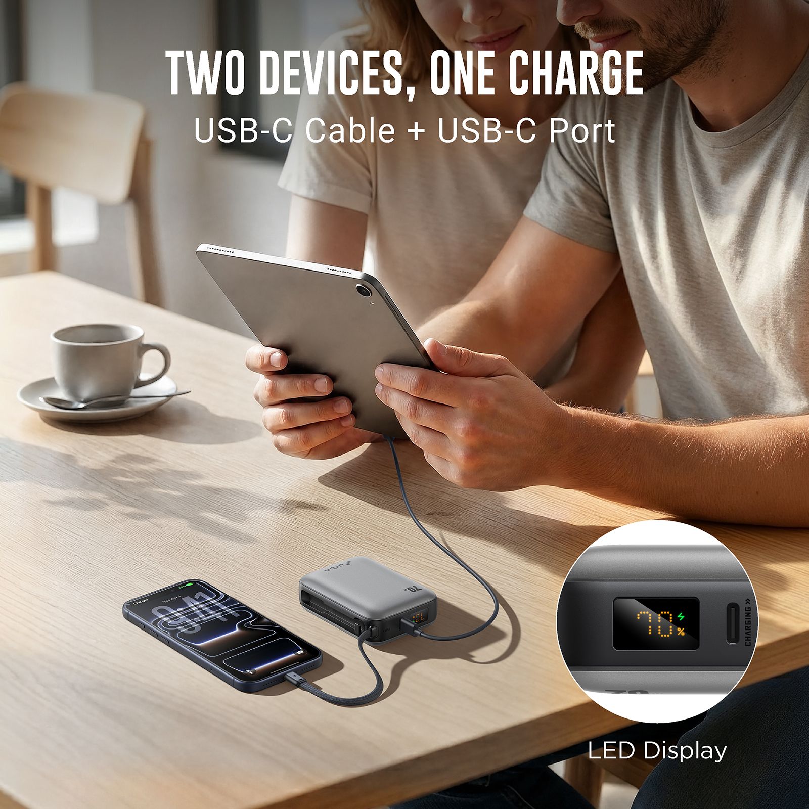 Urbn Zap 20000 mAh 70W Fast Charging Power Bank (1 Type C Port, 1 Built-in Cable Type C, Digital Display, Grey) Urbn Zap 20000 mAh 70W Fast Charging Power Bank (1 Type C Port, 1 Built-in Cable Type C, Digital Display, Grey)_14