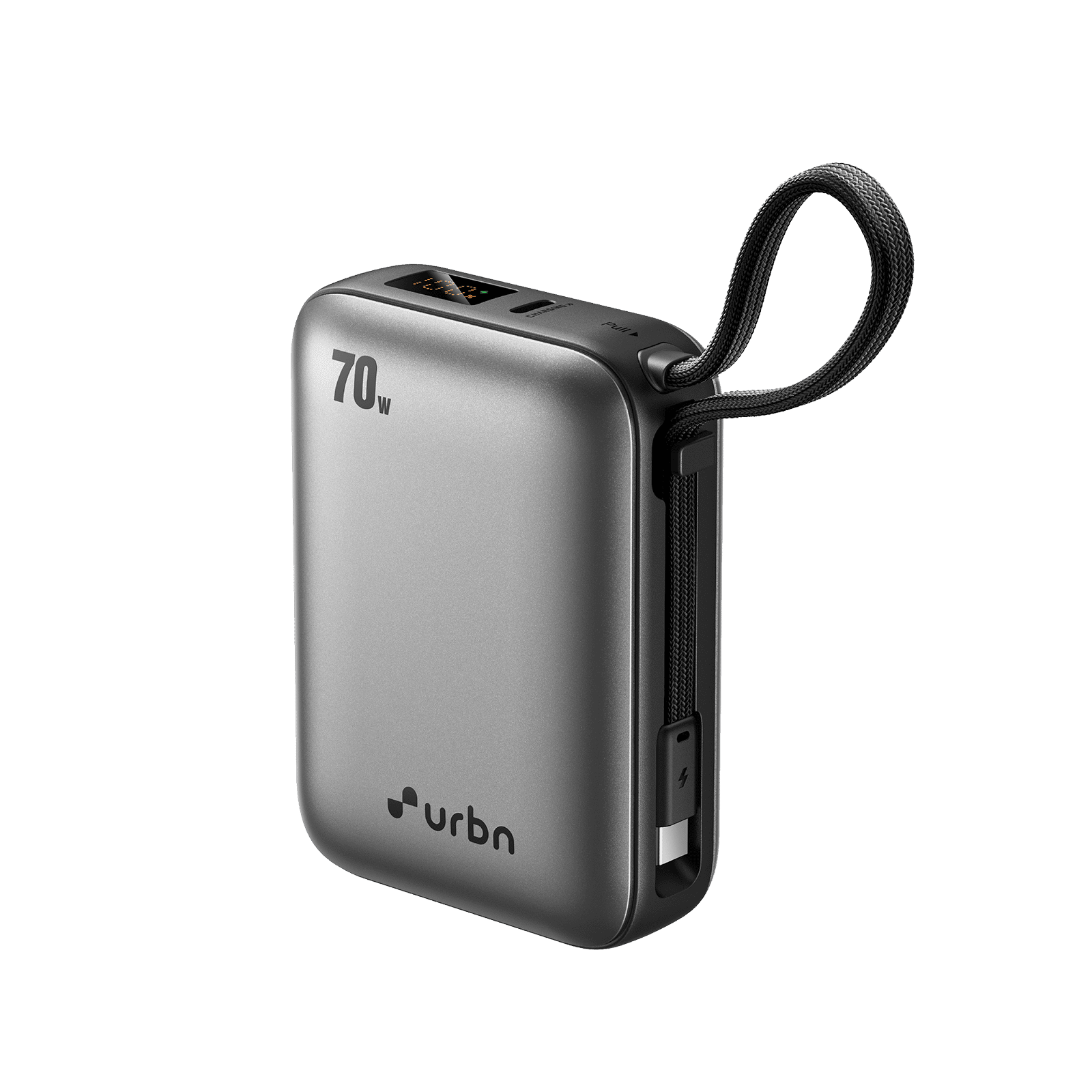 Urbn Zap 20000 mAh 70W Fast Charging Power Bank (1 Type C Port, 1 Built-in Cable Type C, Digital Display, Grey) Urbn Zap 20000 mAh 70W Fast Charging Power Bank (1 Type C Port, 1 Built-in Cable Type C, Digital Display, Grey)_4