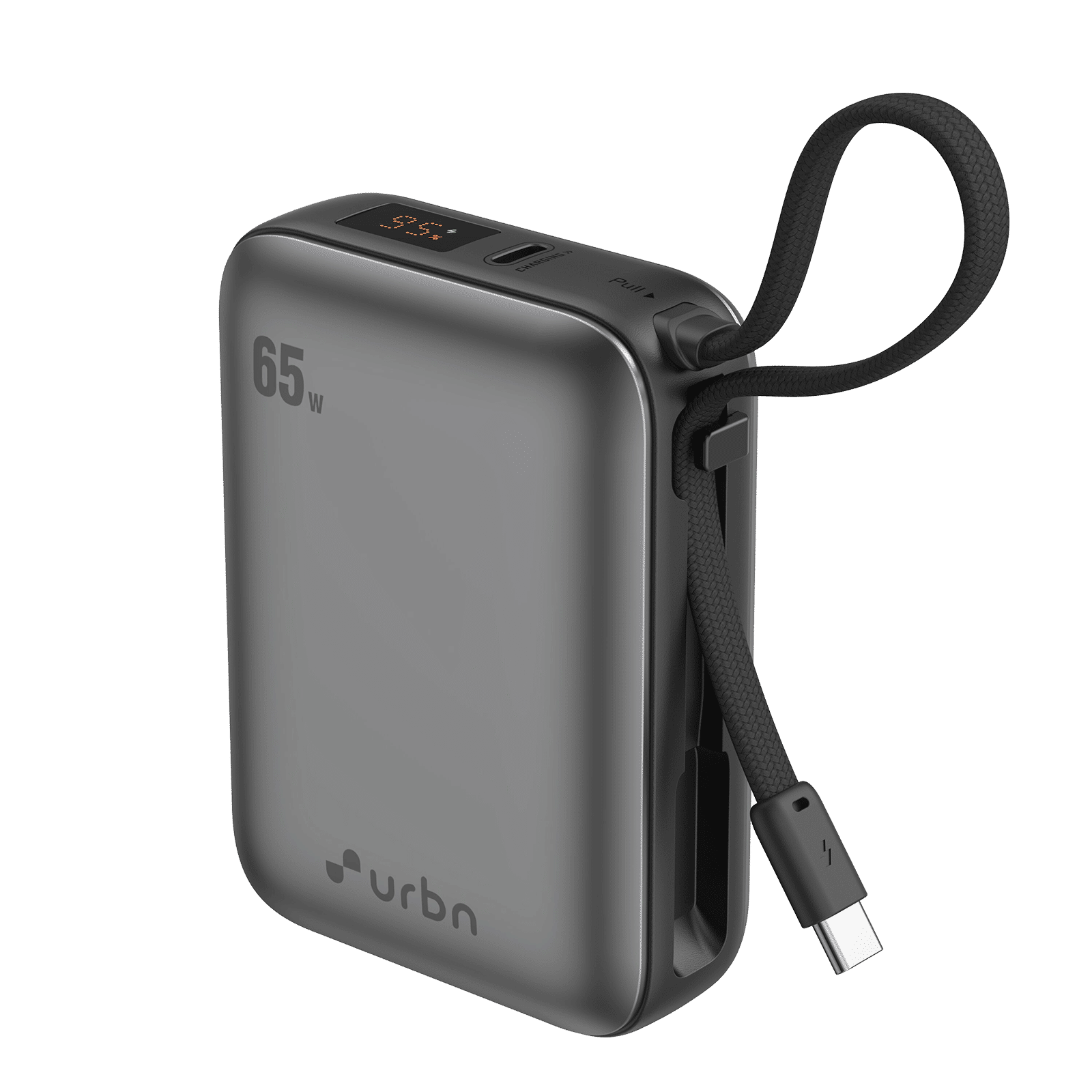Urbn Zap 20000 mAh 65W Fast Charging Power Bank (1 Type C Port, 1 Built-in Cable Type C, Digital Display, Grey) Urbn Zap 20000 mAh 65W Fast Charging Power Bank (1 Type C Port, 1 Built-in Cable Type C, Digital Display, Grey)_2