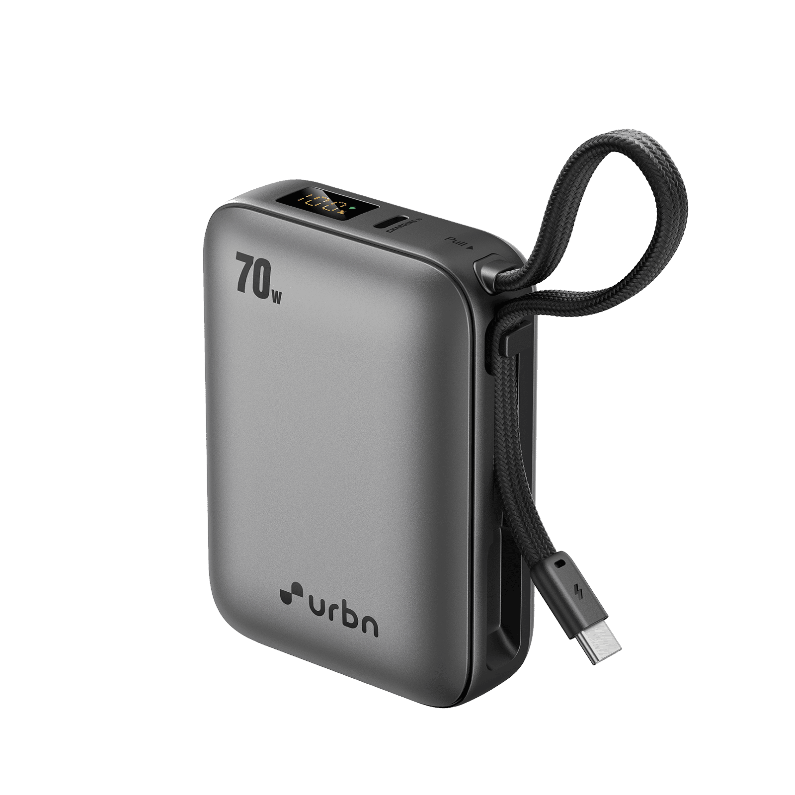 Urbn Zap 20000 mAh 70W Fast Charging Power Bank (1 Type C Port, 1 Built-in Cable Type C, Digital Display, Grey) Urbn Zap 20000 mAh 70W Fast Charging Power Bank (1 Type C Port, 1 Built-in Cable Type C, Digital Display, Grey)_5