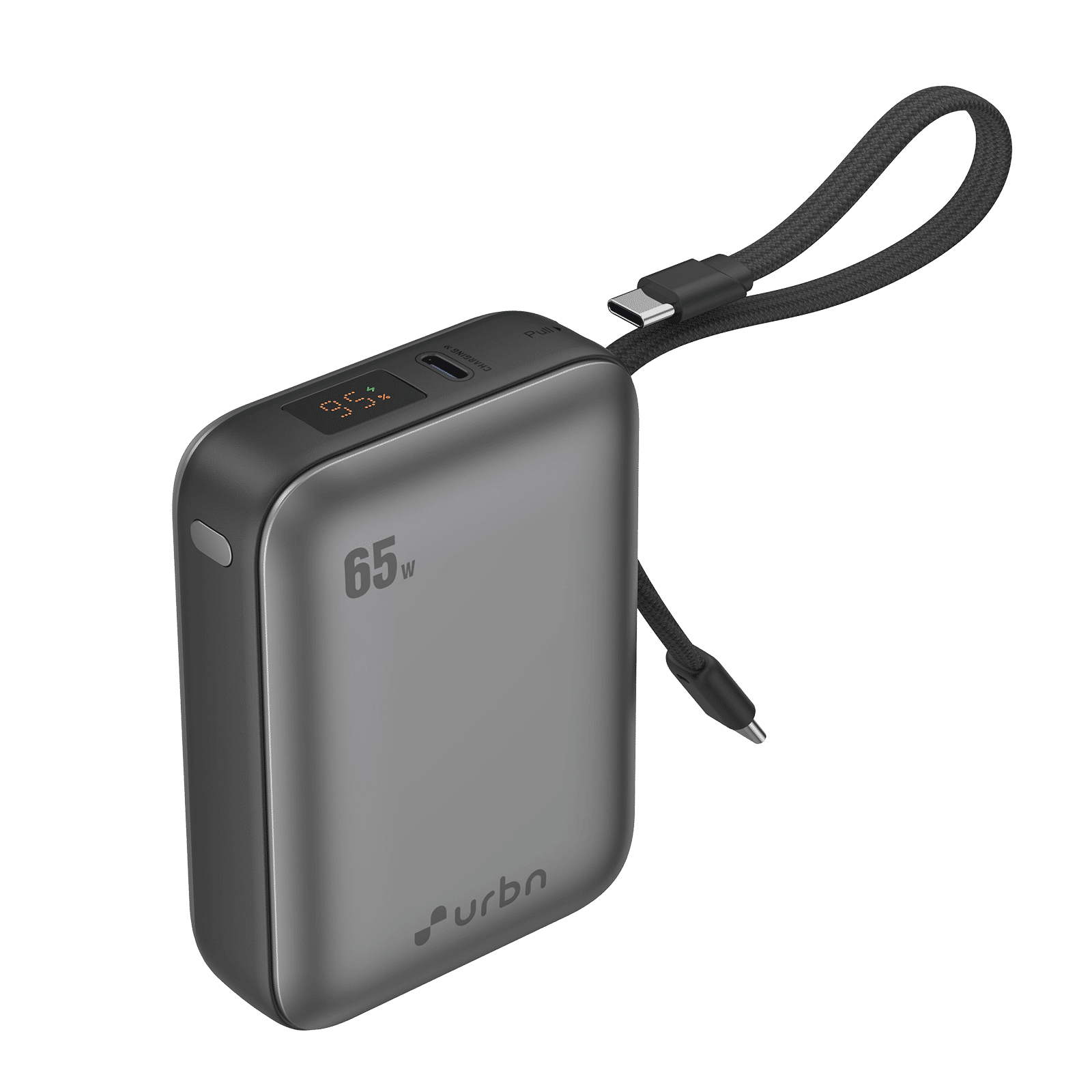 Urbn Zap 20000 mAh 65W Fast Charging Power Bank (1 Type C Port, 1 Built-in Cable Type C, Digital Display, Grey) Urbn Zap 20000 mAh 65W Fast Charging Power Bank (1 Type C Port, 1 Built-in Cable Type C, Digital Display, Grey)_3