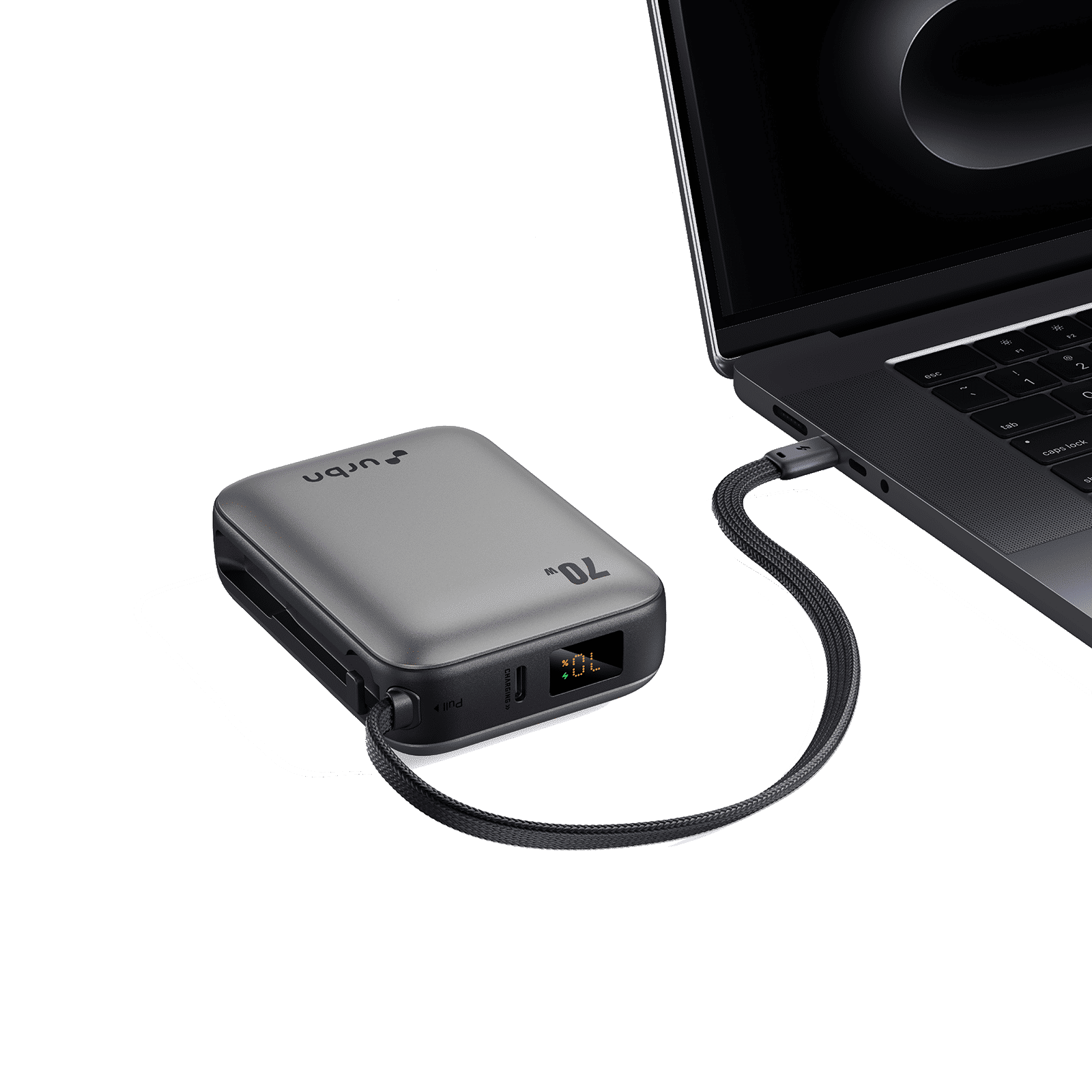 Urbn Zap 20000 mAh 70W Fast Charging Power Bank (1 Type C Port, 1 Built-in Cable Type C, Digital Display, Grey) Urbn Zap 20000 mAh 70W Fast Charging Power Bank (1 Type C Port, 1 Built-in Cable Type C, Digital Display, Grey)_8