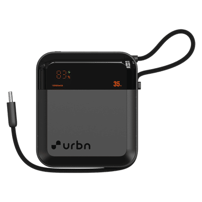 urbn Mini Volt 10000 mAh 35W Fast Charging Power Bank (2 Type C Port, 12 Layer Circuit Protection, Grey)