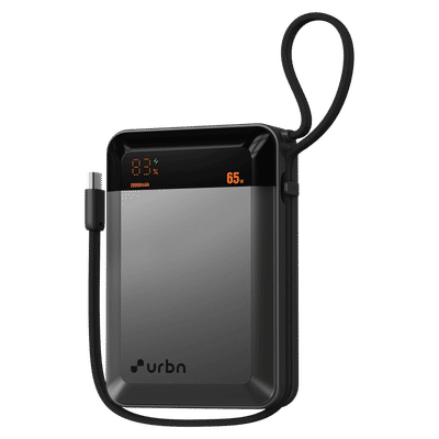 urbn Ultra Volt 20000 mAh 65W Fast Charging Power Bank (2 Type C Port, 12 Layer Circuit Protection, Grey)