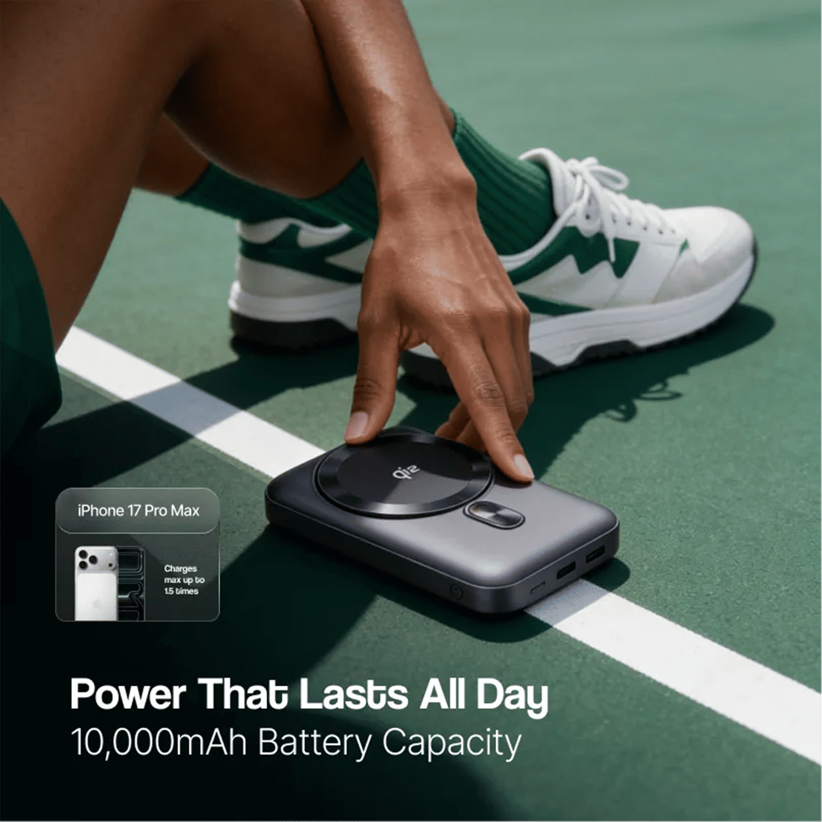 Ambrane AerosynQ Snap 2 10000 mAh 22.5W Fast Charging Power Bank (1 Type A Port, 1 Type C Port, MagSafe Compatible, SafeCharge Technology, Black & Green) Ambrane AerosynQ Snap 2 10000 mAh 22.5W Fast Charging Power Bank (1 Type A Port, 1 Type C Port, MagSafe Compatible, SafeCharge Technology, Black & Green)_4