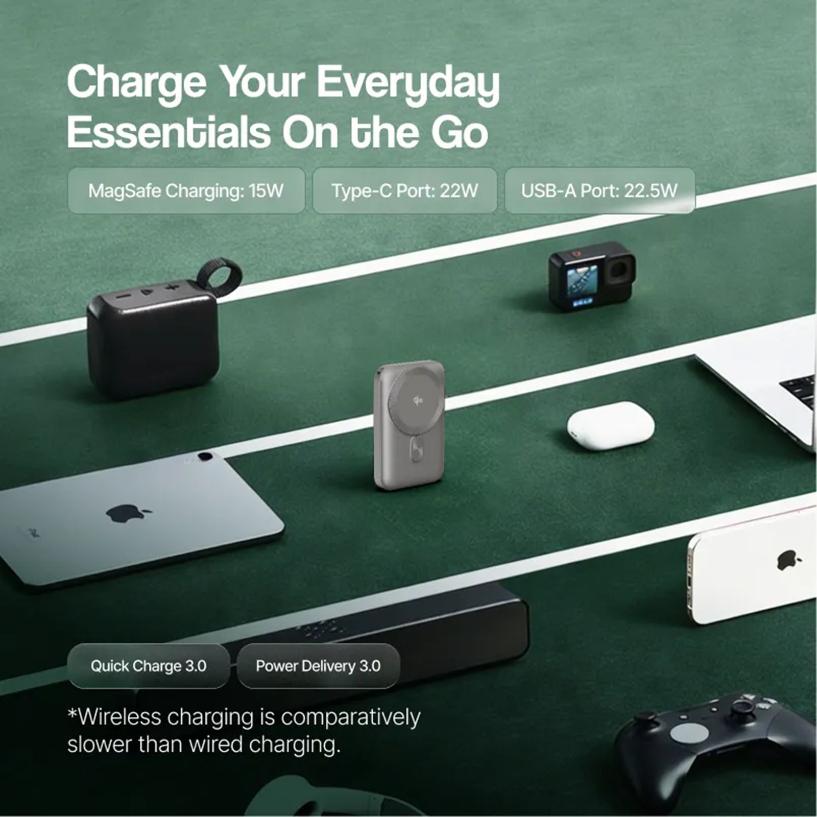 Ambrane AerosynQ Snap 2 10000 mAh 22.5W Fast Charging Power Bank (1 Type A Port, 1 Type C Port, MagSafe Compatible, SafeCharge Technology, Black & Green) Ambrane AerosynQ Snap 2 10000 mAh 22.5W Fast Charging Power Bank (1 Type A Port, 1 Type C Port, MagSafe Compatible, SafeCharge Technology, Black & Green)_5