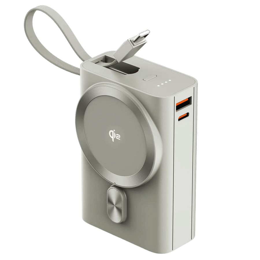 Ambrane AerosynQ Orbit 20K 20000 mAh 35W Fast Charging Power Bank (1 Type A Port, 1 Type C Port, MagSafe Compatible, 1 Built-in Type-C Cable, Metallic Finish, SafeCharge Technology, Titanium) Ambrane AerosynQ Orbit 20K 20000 mAh 35W Fast Charging Power Bank (1 Type A Port, 1 Type C Port, MagSafe Compatible, 1 Built-in Type-C Cable, Metallic Finish, SafeCharge Technology, Titanium)_1